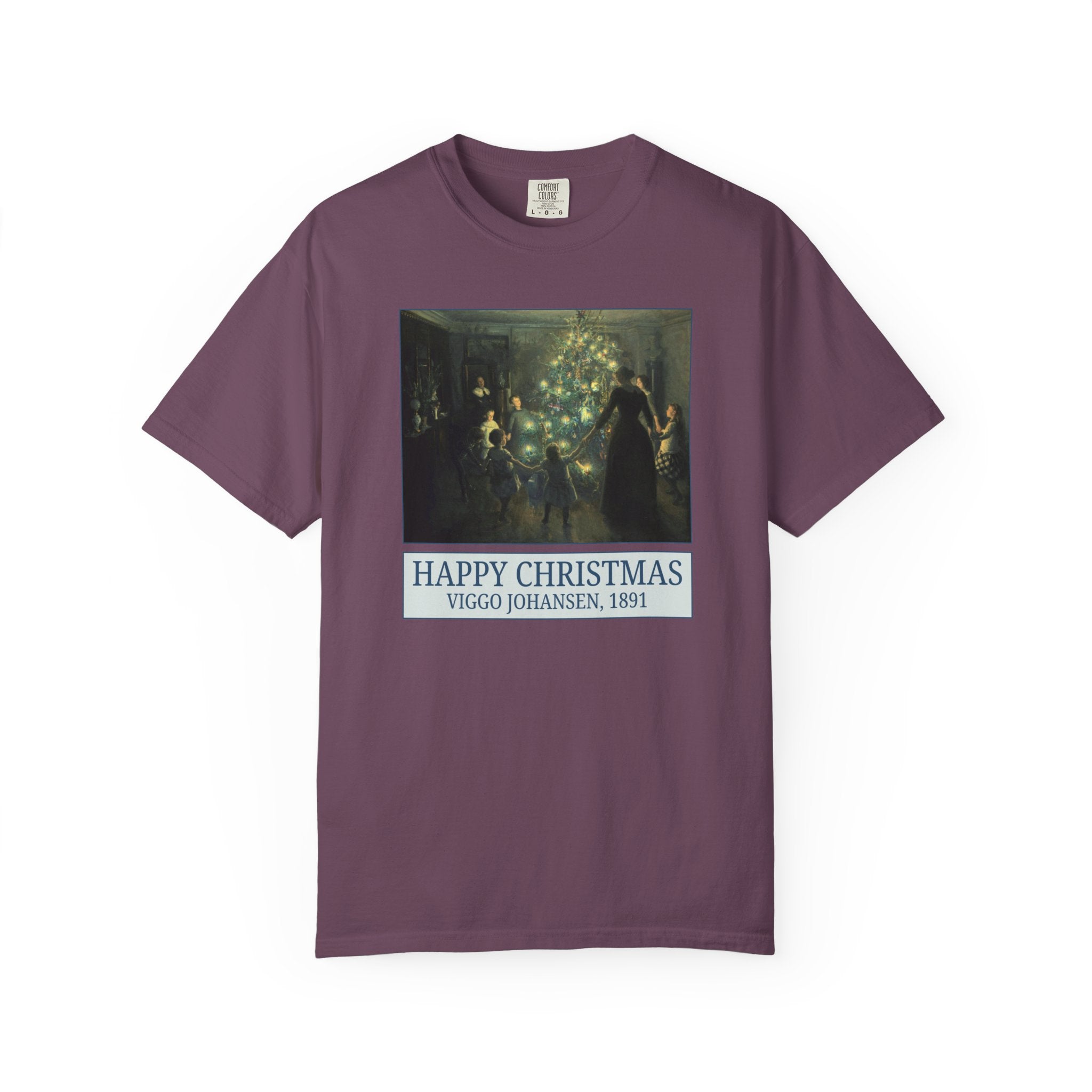 Art History Christmas Tee Shirt for Museum Lover or Humanities Professor: Happy Christmas by Viggo Johansen, 19th Century Art Historian Tee - Opal and June