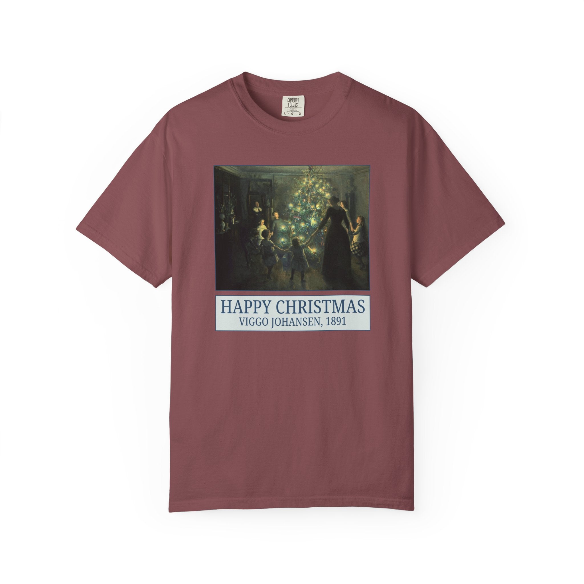 Art History Christmas Tee Shirt for Museum Lover or Humanities Professor: Happy Christmas by Viggo Johansen, 19th Century Art Historian Tee - Opal and June