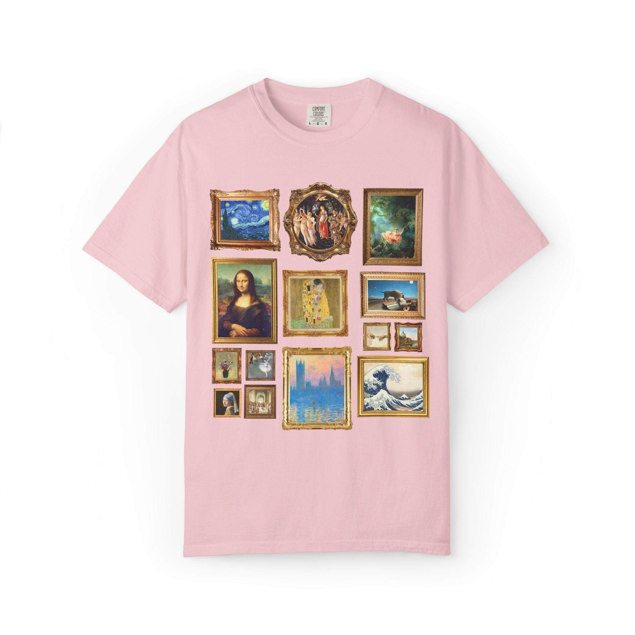 Art History Famous Paintings Tee Shirt: Claude Monet, Primavera by Sandro Botticelli, The Swing by Fragonard, Vincent Van Gogh - Opal and June