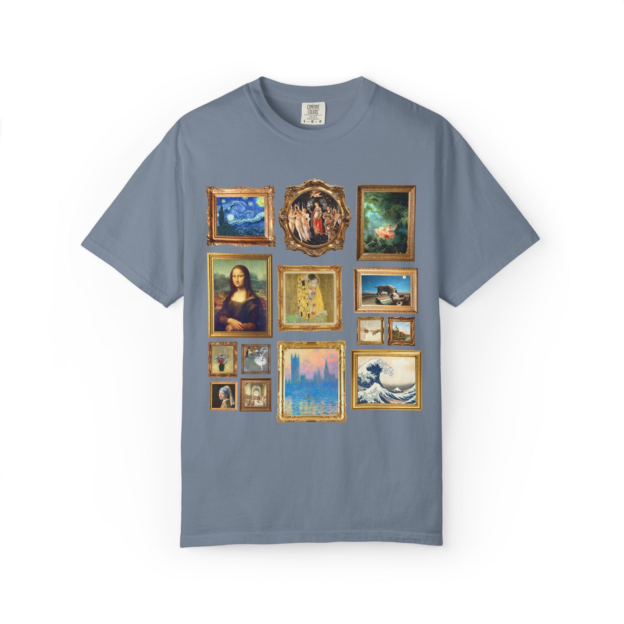 Art History Famous Paintings Tee Shirt: Claude Monet, Primavera by Sandro Botticelli, The Swing by Fragonard, Vincent Van Gogh - Opal and June