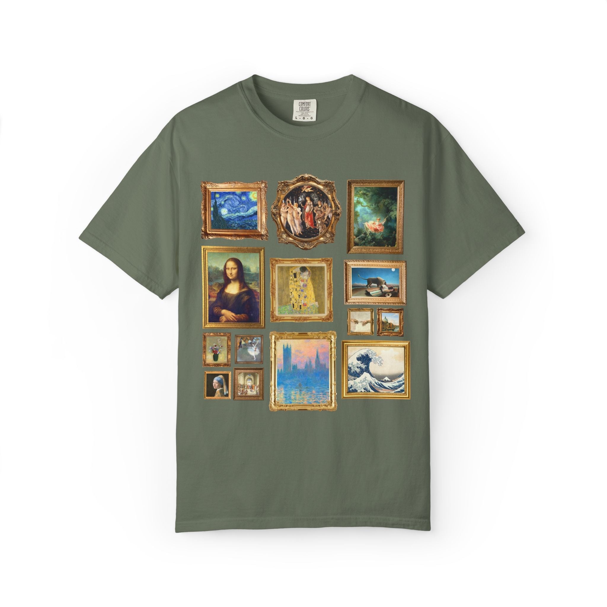 Art History Famous Paintings Tee Shirt: Claude Monet, Primavera by Sandro Botticelli, The Swing by Fragonard, Vincent Van Gogh - Opal and June