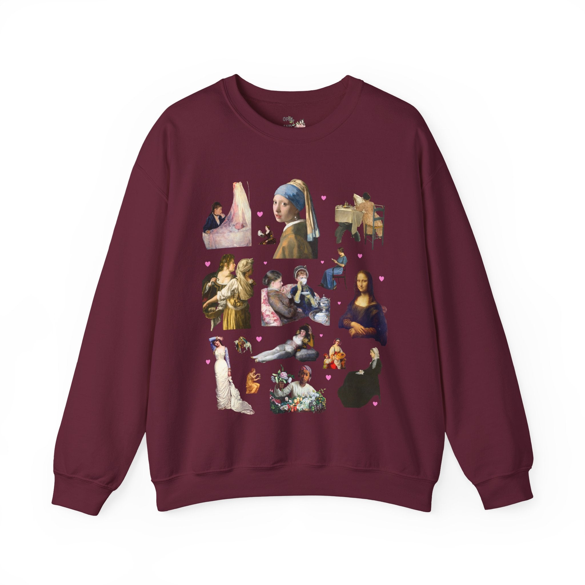 Art History Lover Sweatshirt: Women in Famous Paintings, 18th Century and 19th Century Art, Mona Lisa and Girl With a Pearl Earring Crewneck - Opal and June