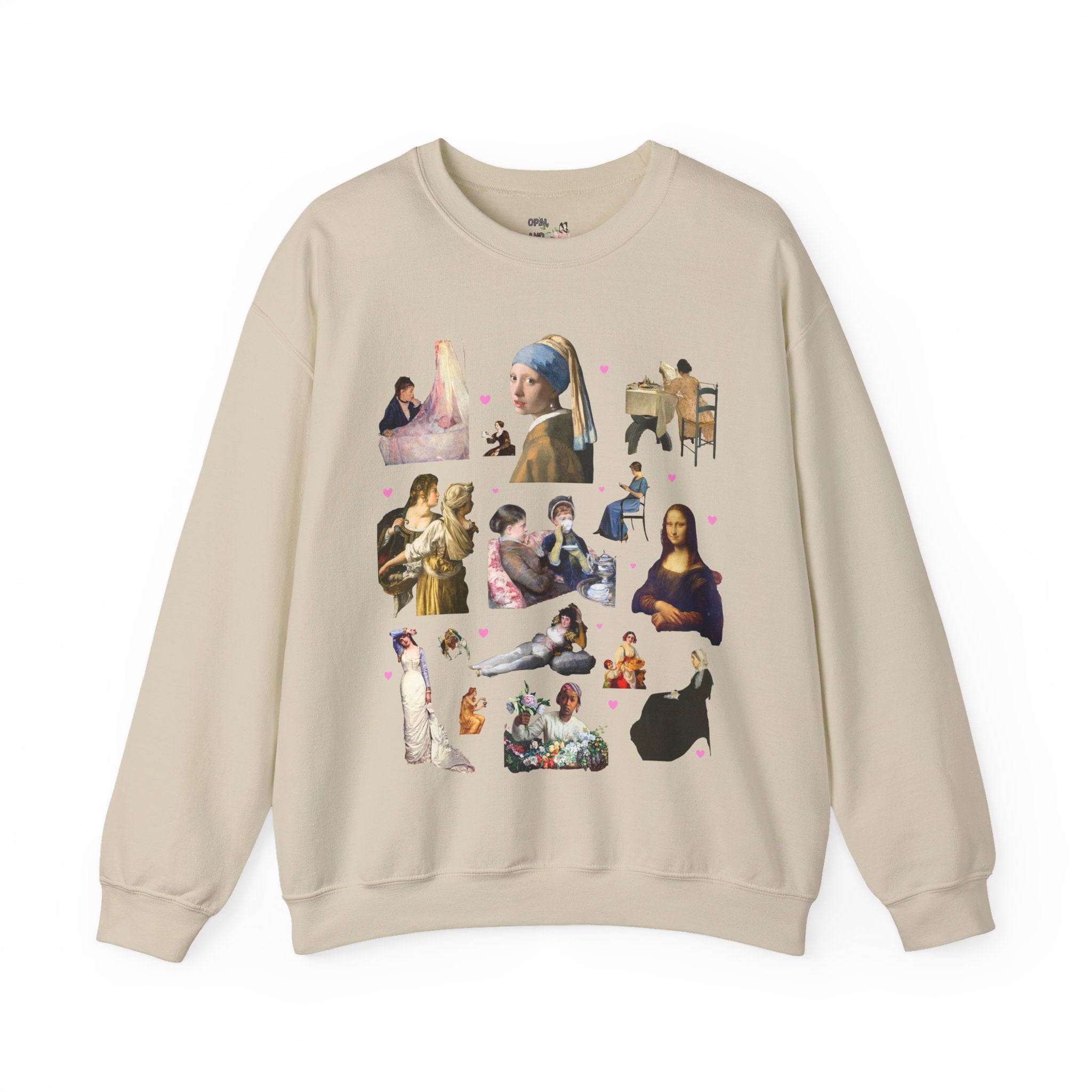 Art History Lover Sweatshirt: Women in Famous Paintings, 18th Century and 19th Century Art, Mona Lisa and Girl With a Pearl Earring Crewneck - Opal and June