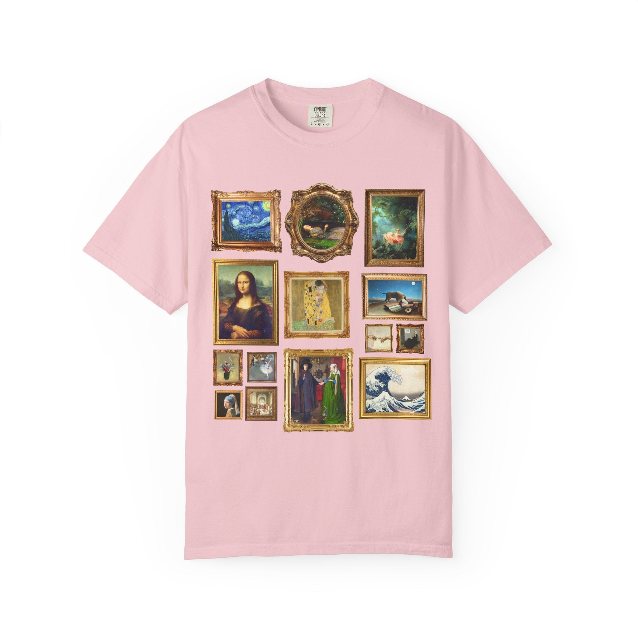 Art History Lover Tee Shirt: Famous Paintings, Gallery Wall Aesthetic T-Shirt, Museum Lover or Historian, Mona Lisa da Vinci, The Kiss Klimt - Opal and June