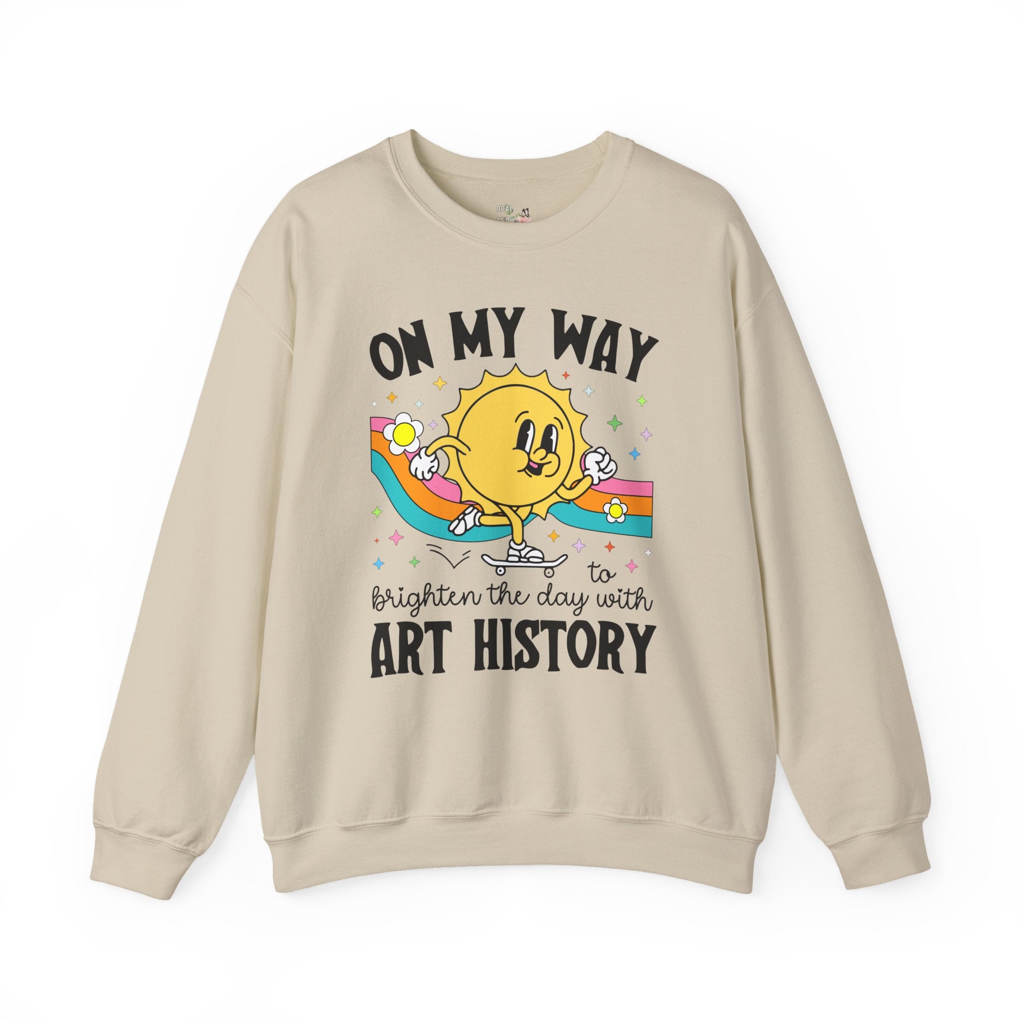 Art History Professor or Humanites Major Sweatshirt with Groovy Retro Aesthetic, Cute Art Historian Gift for Daughter, Social Studies Gift - Opal and June