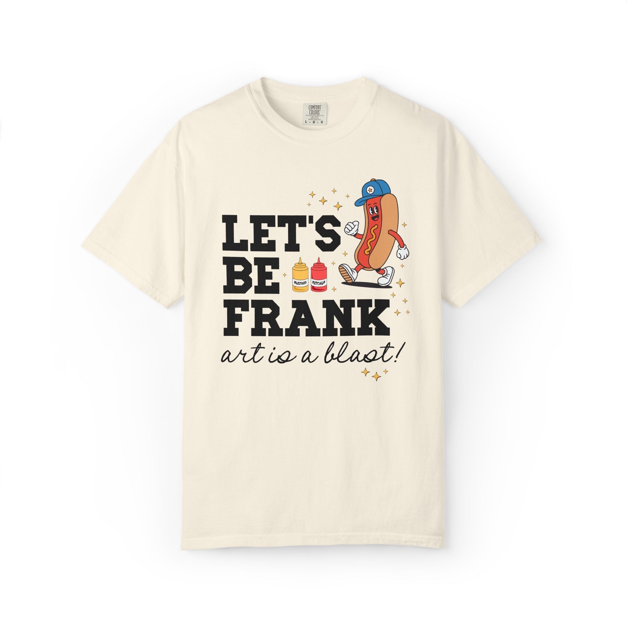 Art Teacher T-Shirt with Hot Dogs: Let's Be Frank, Silly Matching Teacher Tee for Baseball Coach or Teacher Who Loves Baseball - Opal and June