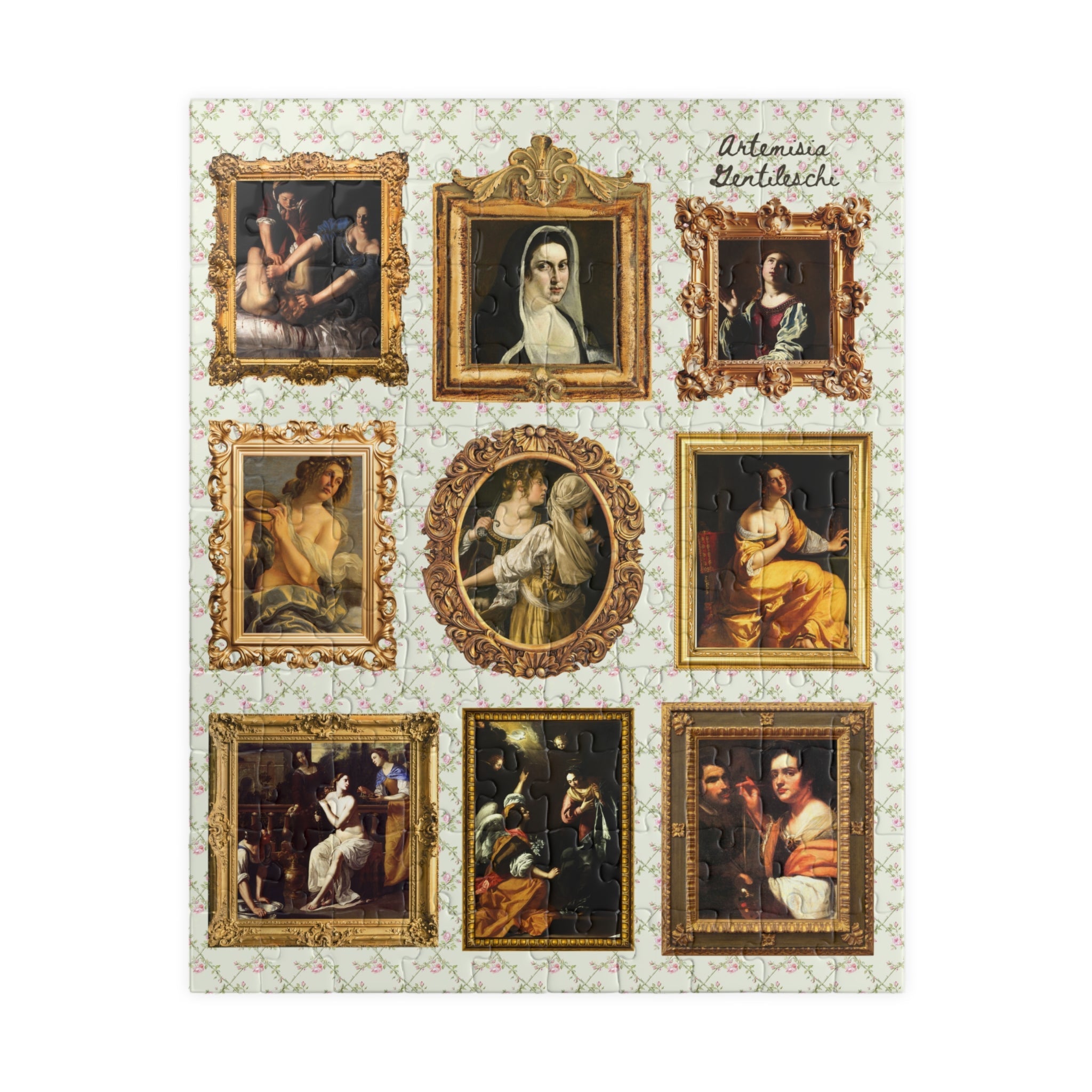 Artemisia Gentileschi Art History 500 Piece Puzzle with Framed Paintings, Colorful Baroque Art Gift for Feminist or Historian Who Loves Art - Opal and June