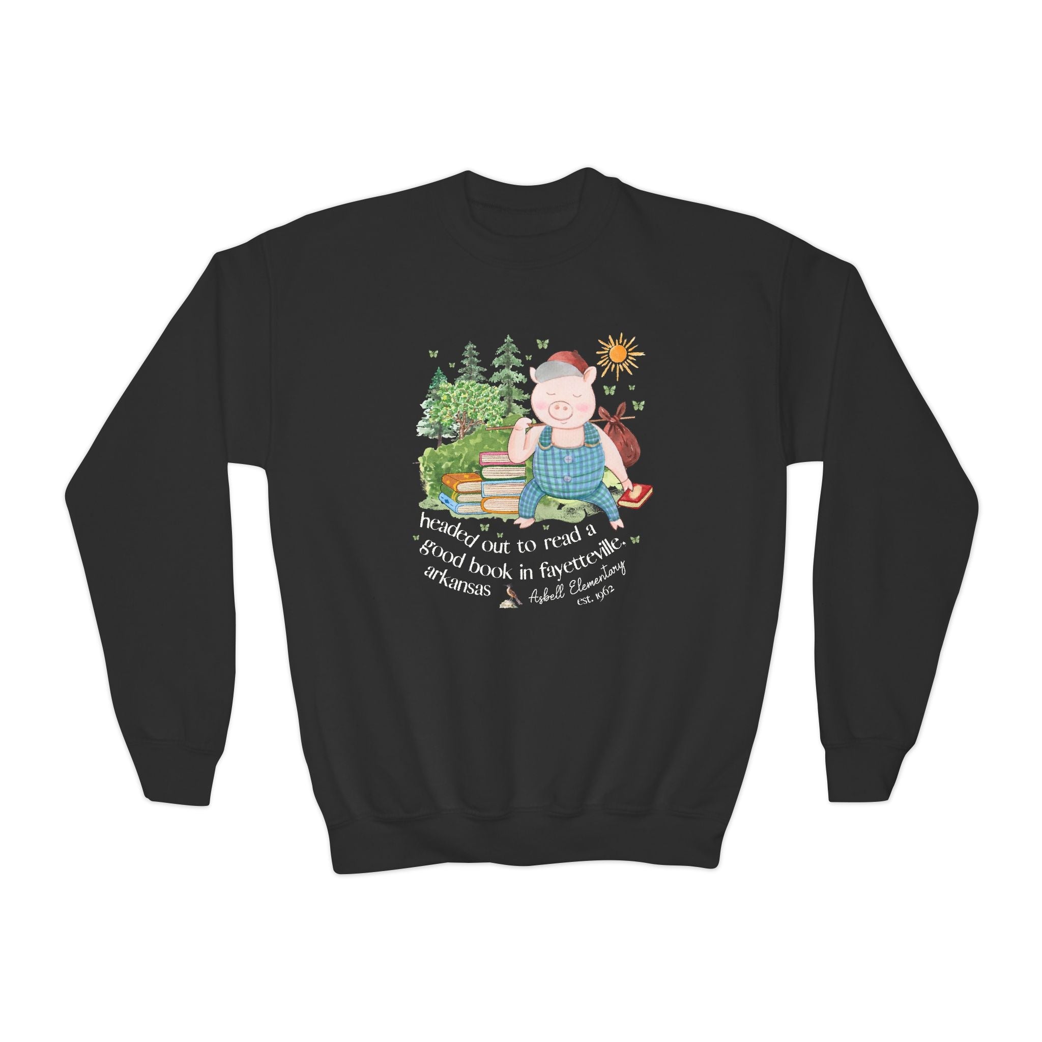 Asbell Elementary Kids Sweatshirt: Headed Out to Read a Good Book - Opal and June