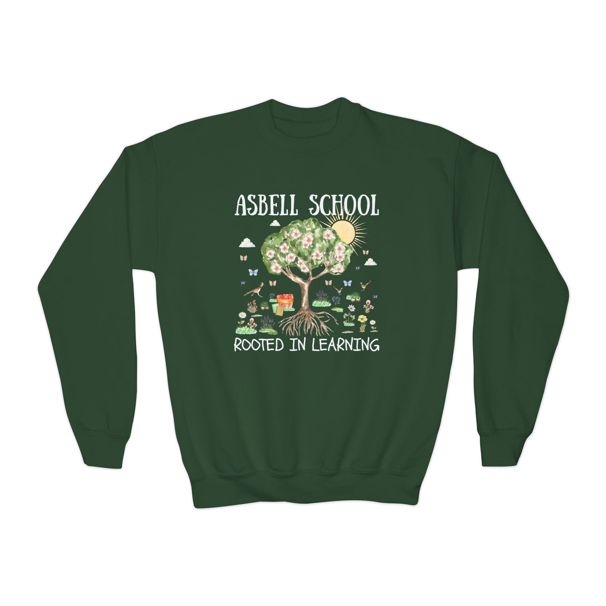 Asbell Elementary Kids Sweatshirt: Rooted in Learning | FPS + Opal and June Kids Sweatshirt, Fayetteville Public Schools - Opal and June