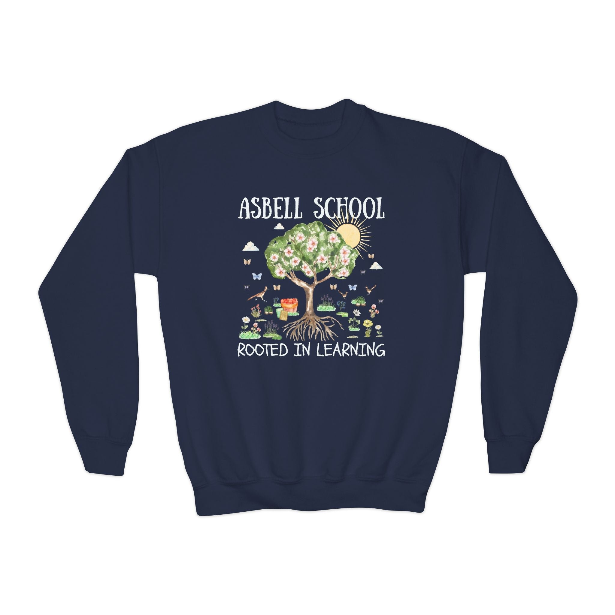 Asbell Elementary Kids Sweatshirt: Rooted in Learning | FPS + Opal and June Kids Sweatshirt, Fayetteville Public Schools - Opal and June