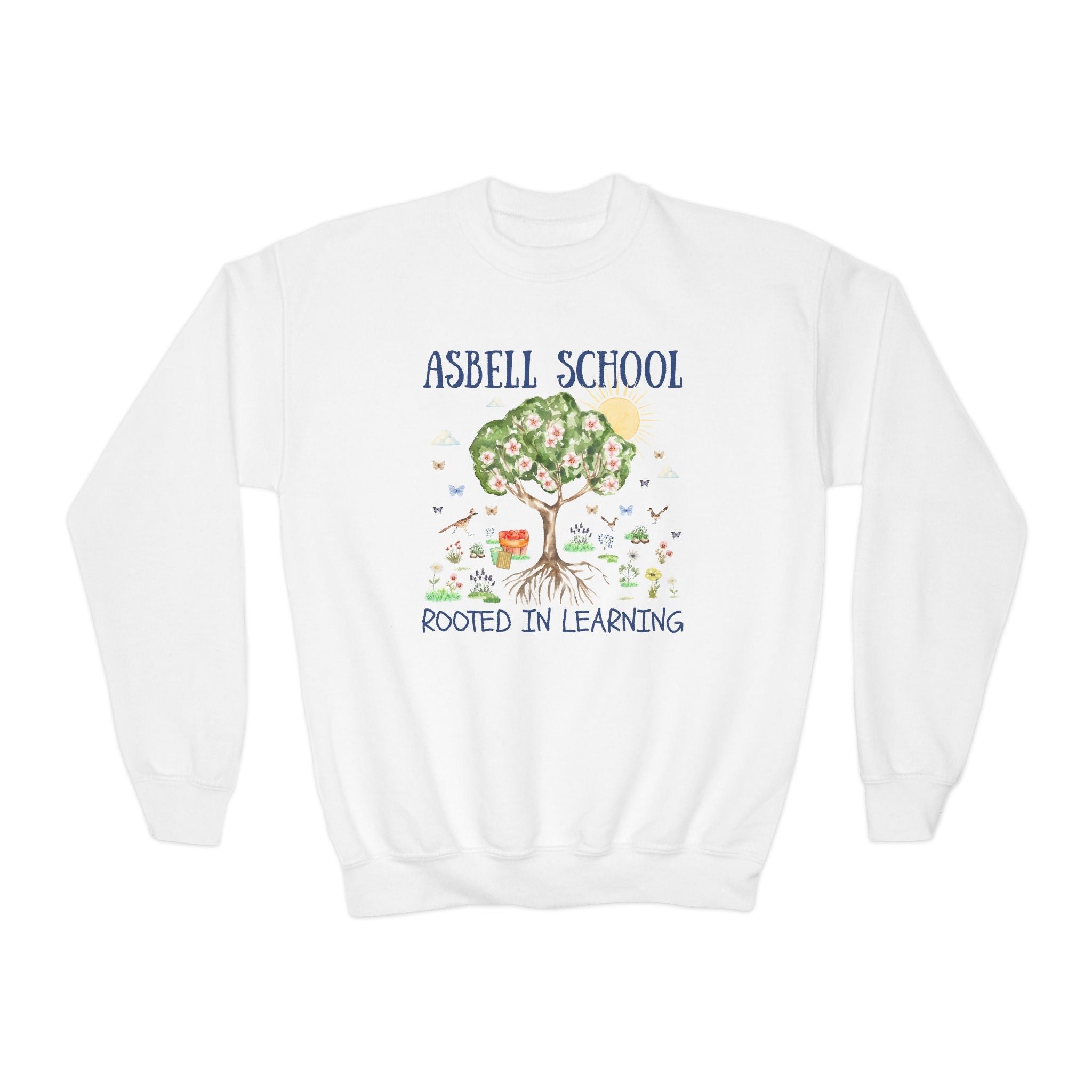 Asbell Elementary Kids Sweatshirt: Rooted in Learning | FPS + Opal and June Kids Sweatshirt, Fayetteville Public Schools - Opal and June