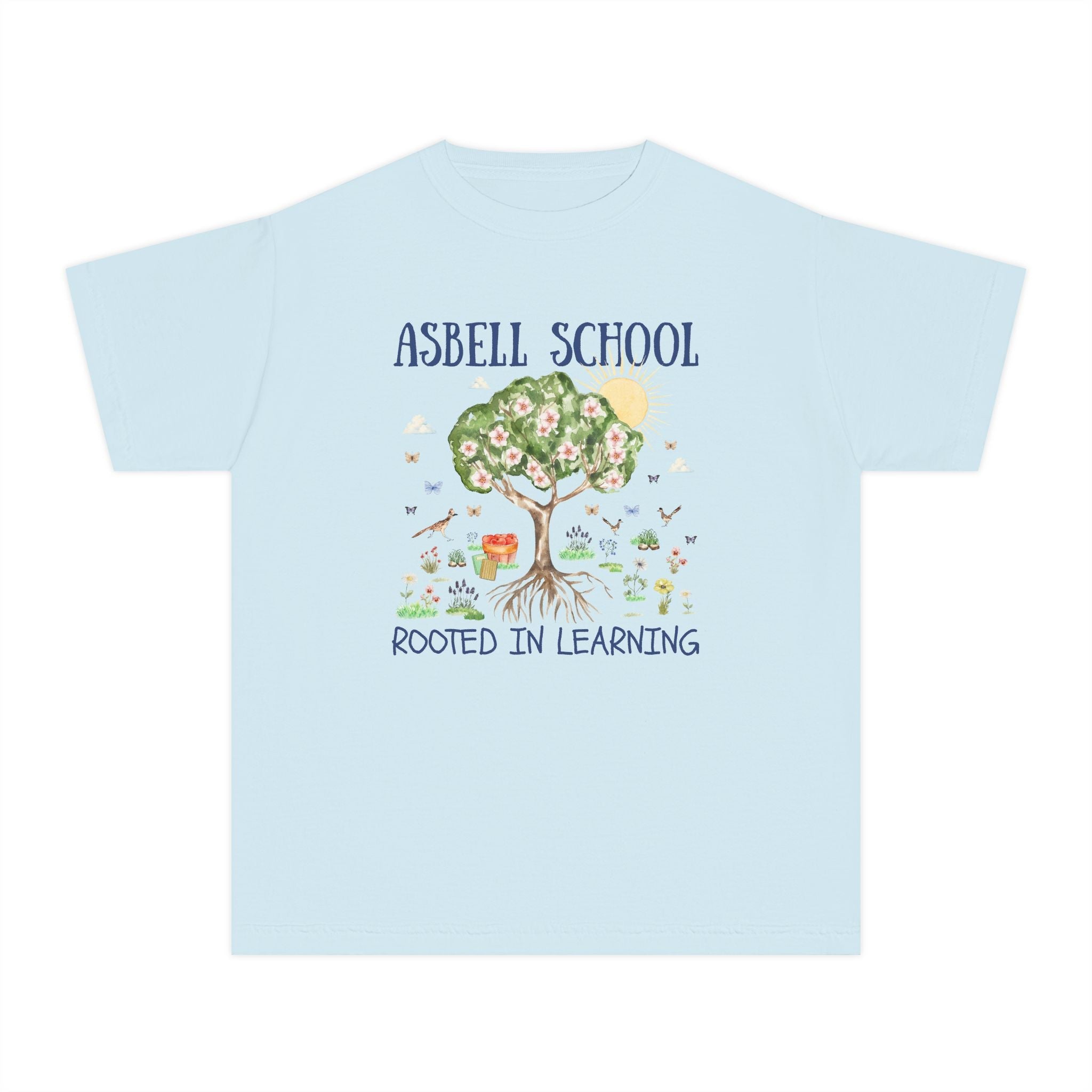 Asbell Elementary Kids Tee Shirt: Rooted in Learning | FPS + Opal and June Kids Tee Shirt, Fayetteville Public Schools - Opal and June