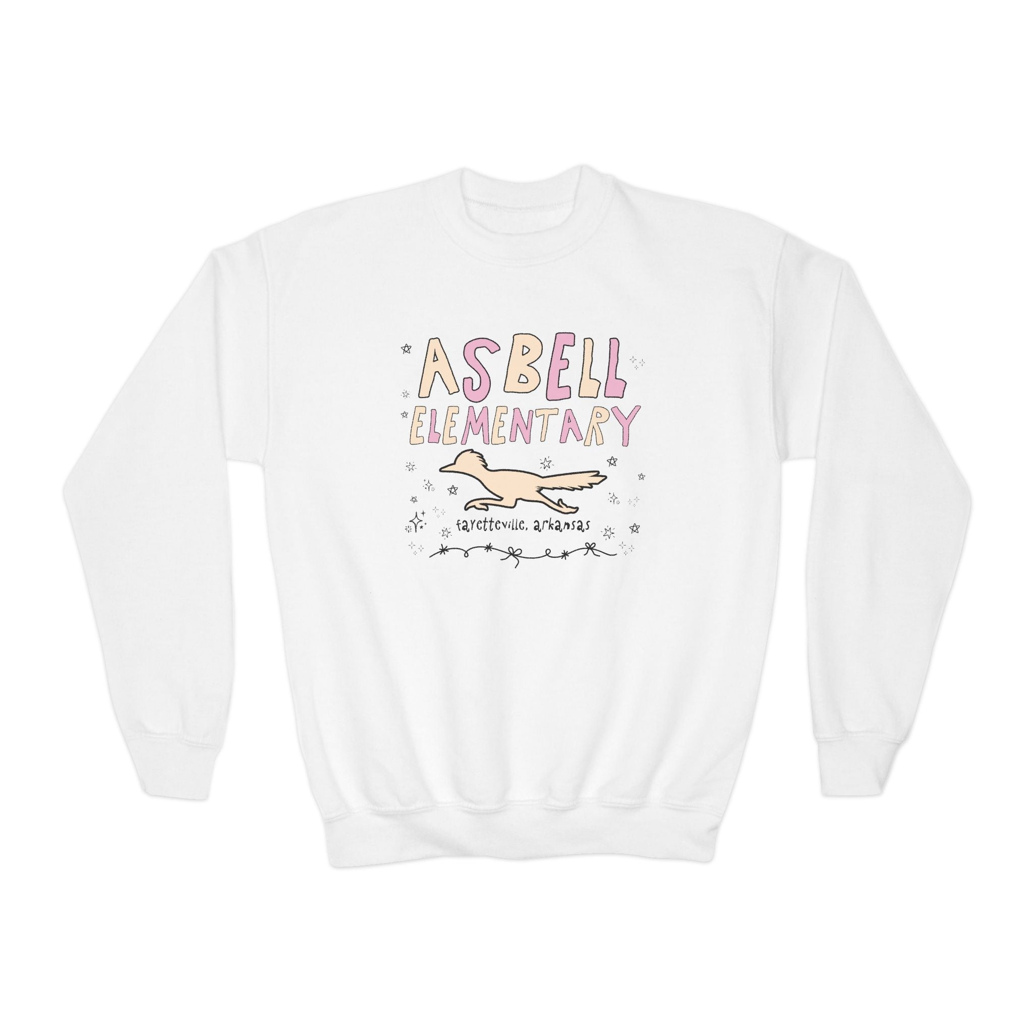 Asbell Elementary School: Pink and Beige Kids Sweatshirt | FPS + Opal and June Kids Sweatshirt, Fayetteville Public Schools - Opal and June