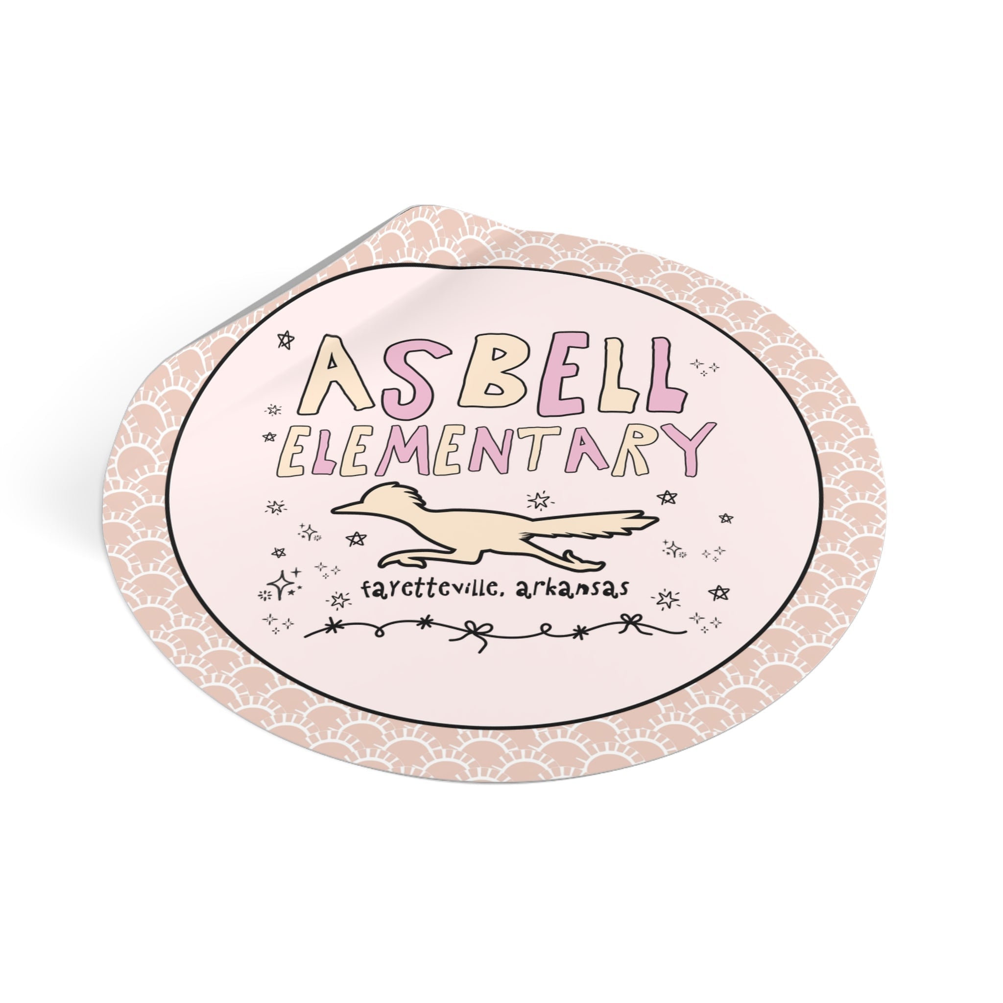 Asbell Elementary School: Pink and Beige Sticker | FPS + Opal and June Sticker, Fayetteville Public Schools - Opal and June