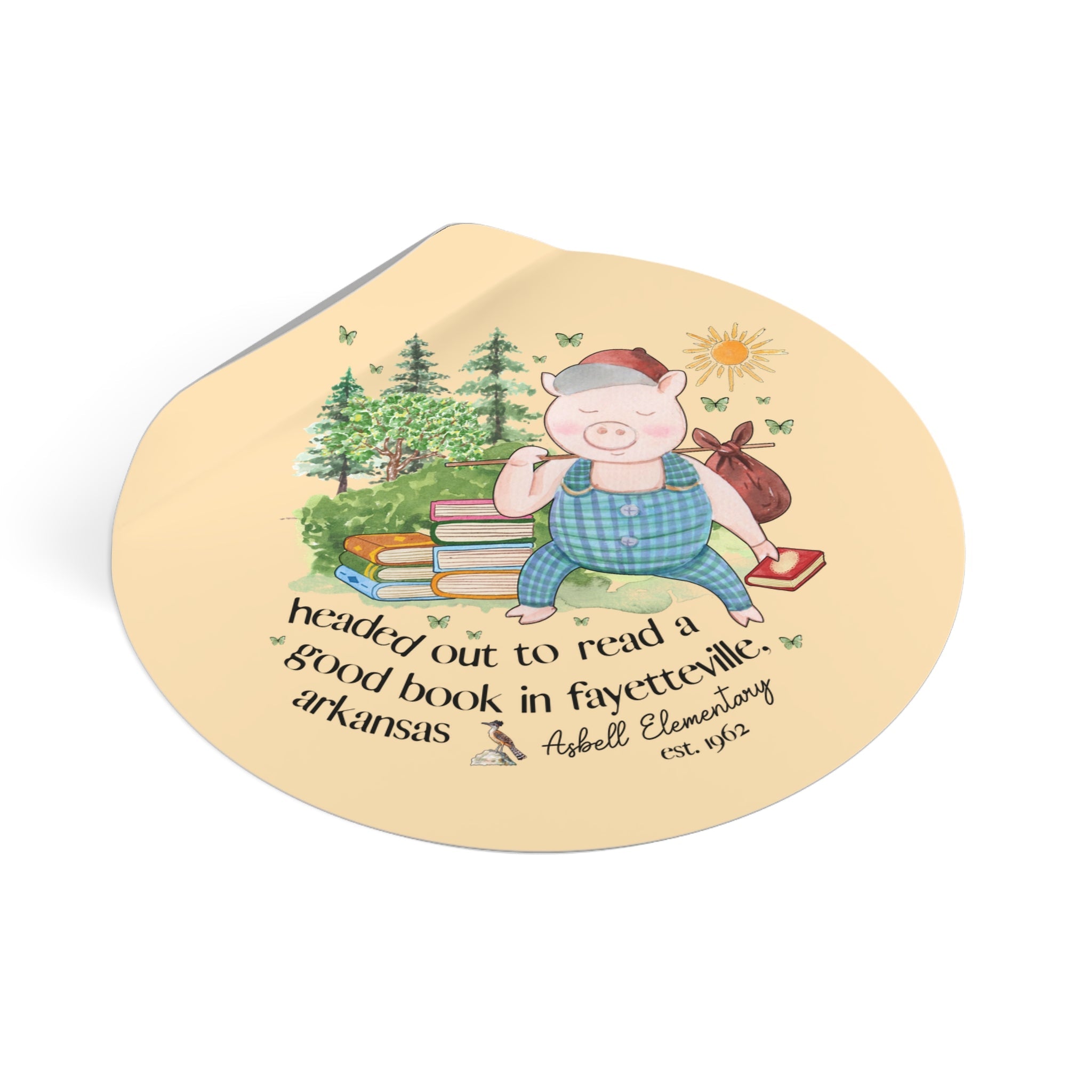 Asbell Elementary Sticker: Headed Out to Read a Good Book - Opal and June