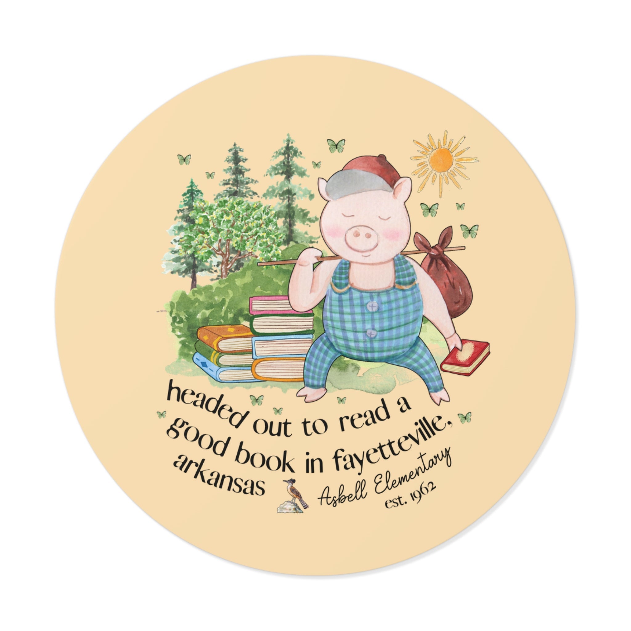 Asbell Elementary Sticker: Headed Out to Read a Good Book - Opal and June