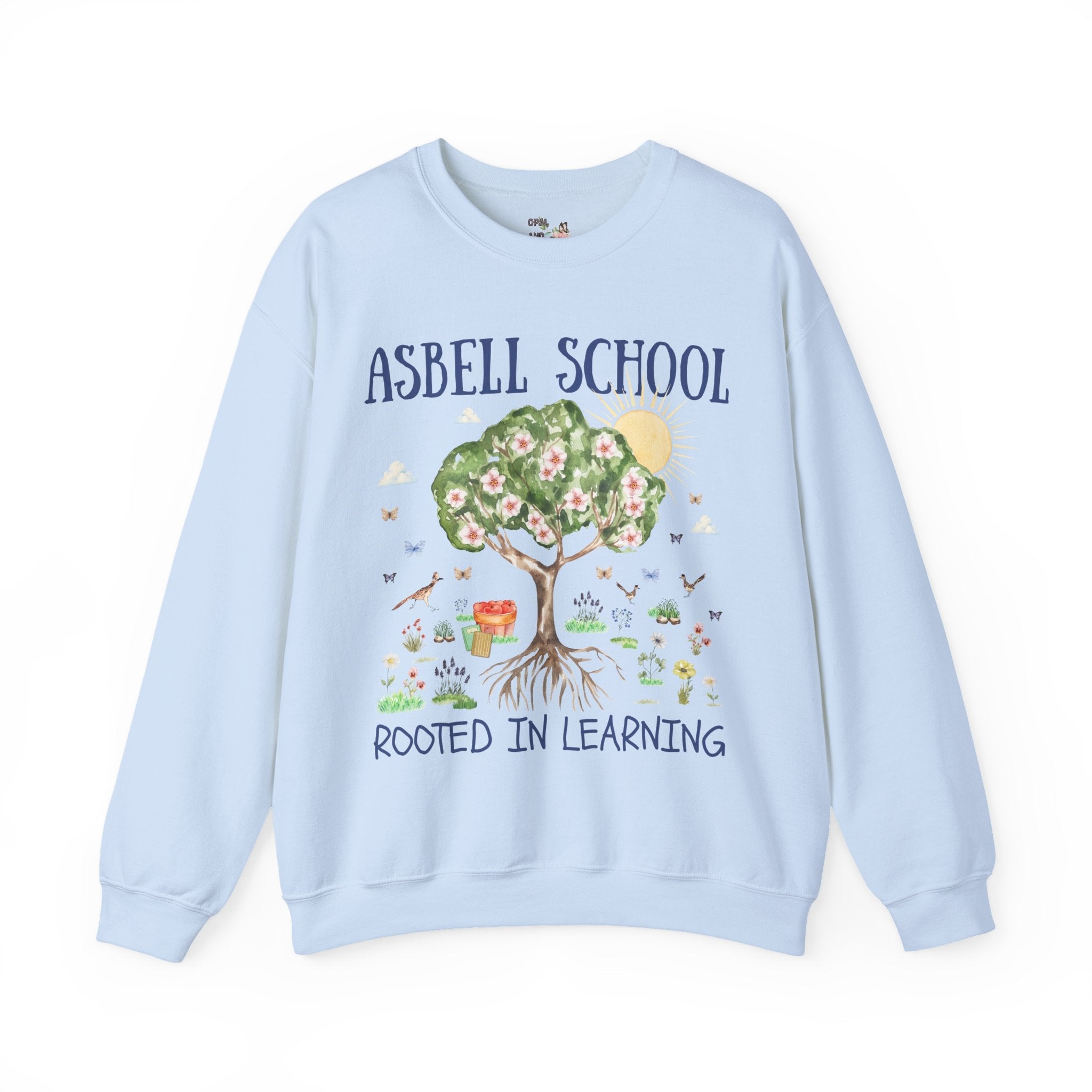 Asbell Elementary Sweatshirt: Rooted in Learning | FPS + Opal and June Sweatshirt, Fayetteville Public Schools - Opal and June