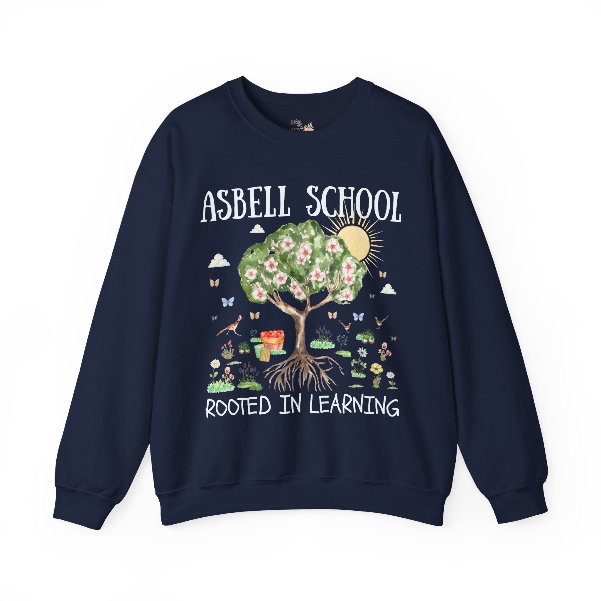 Asbell Elementary Sweatshirt: Rooted in Learning | FPS + Opal and June Sweatshirt, Fayetteville Public Schools - Opal and June