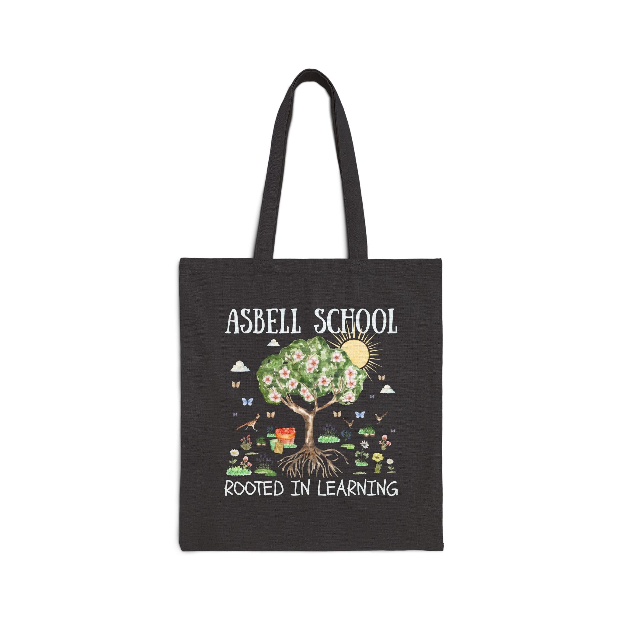 Asbell Elementary Tote Bag: Rooted in Learning | FPS + Opal and June Tote Bag, Fayetteville Public Schools - Opal and June