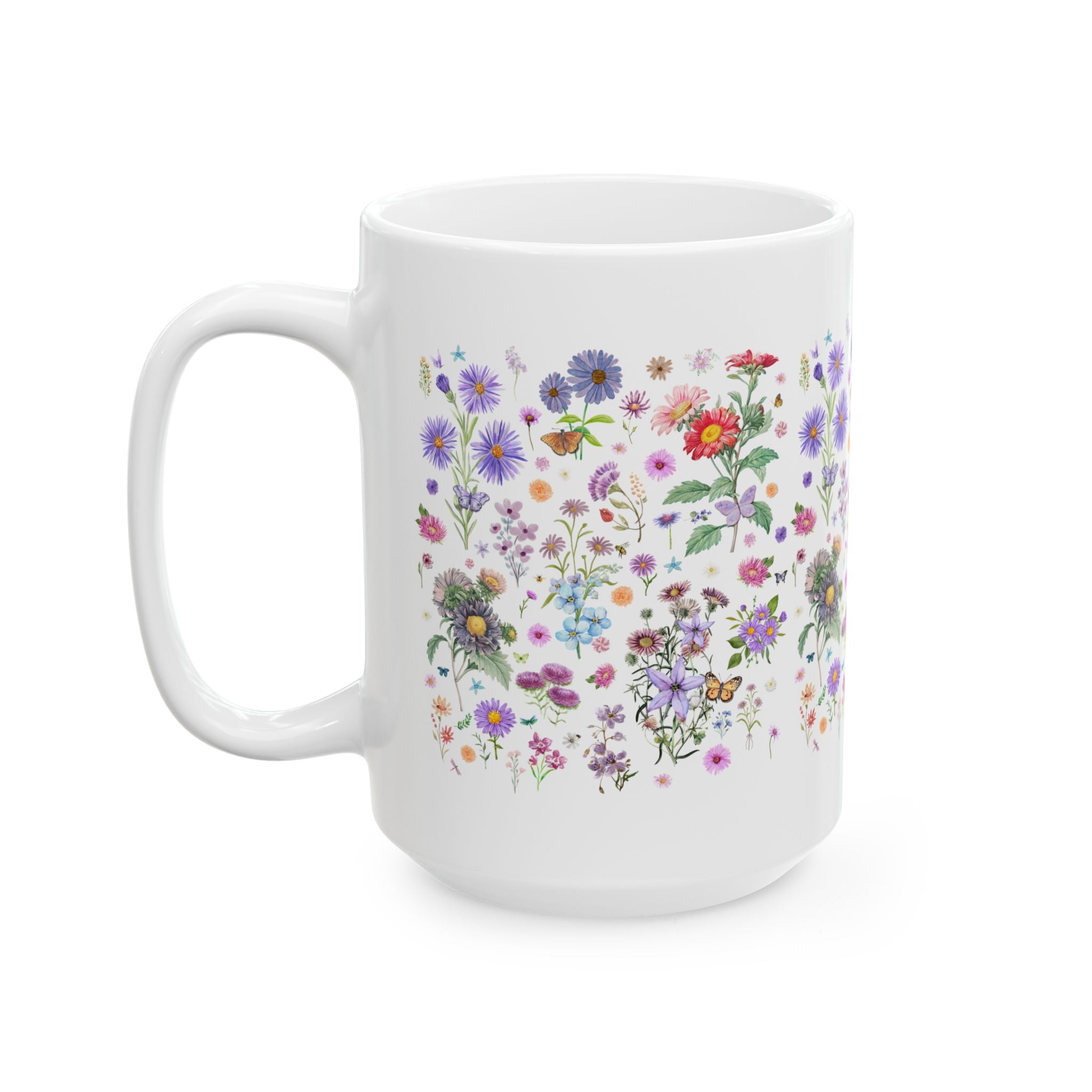 Aster Flower Cottagecore Coffee Mug, September Birth Month Flower, Cozy Goblincore Mother's Day Gift, Vintage Botanicals, Wildflower Floral Mug - Opal and June