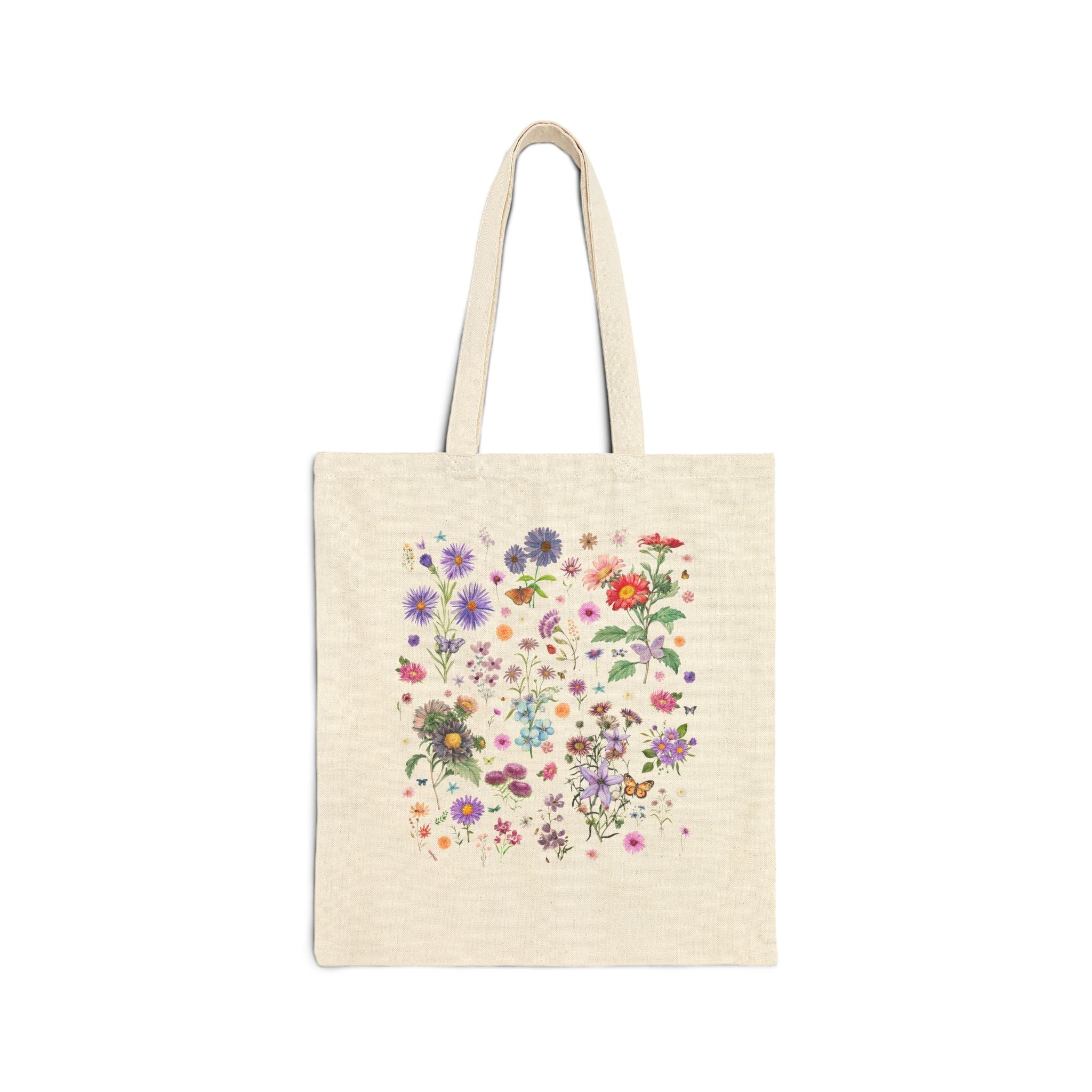 Aster Flower Cottagecore Tote Bag, September Birth Month Flower, Cozy Goblincore Mother's Day Gift, Vintage Botanicals, Wildflower Floral - Opal and June