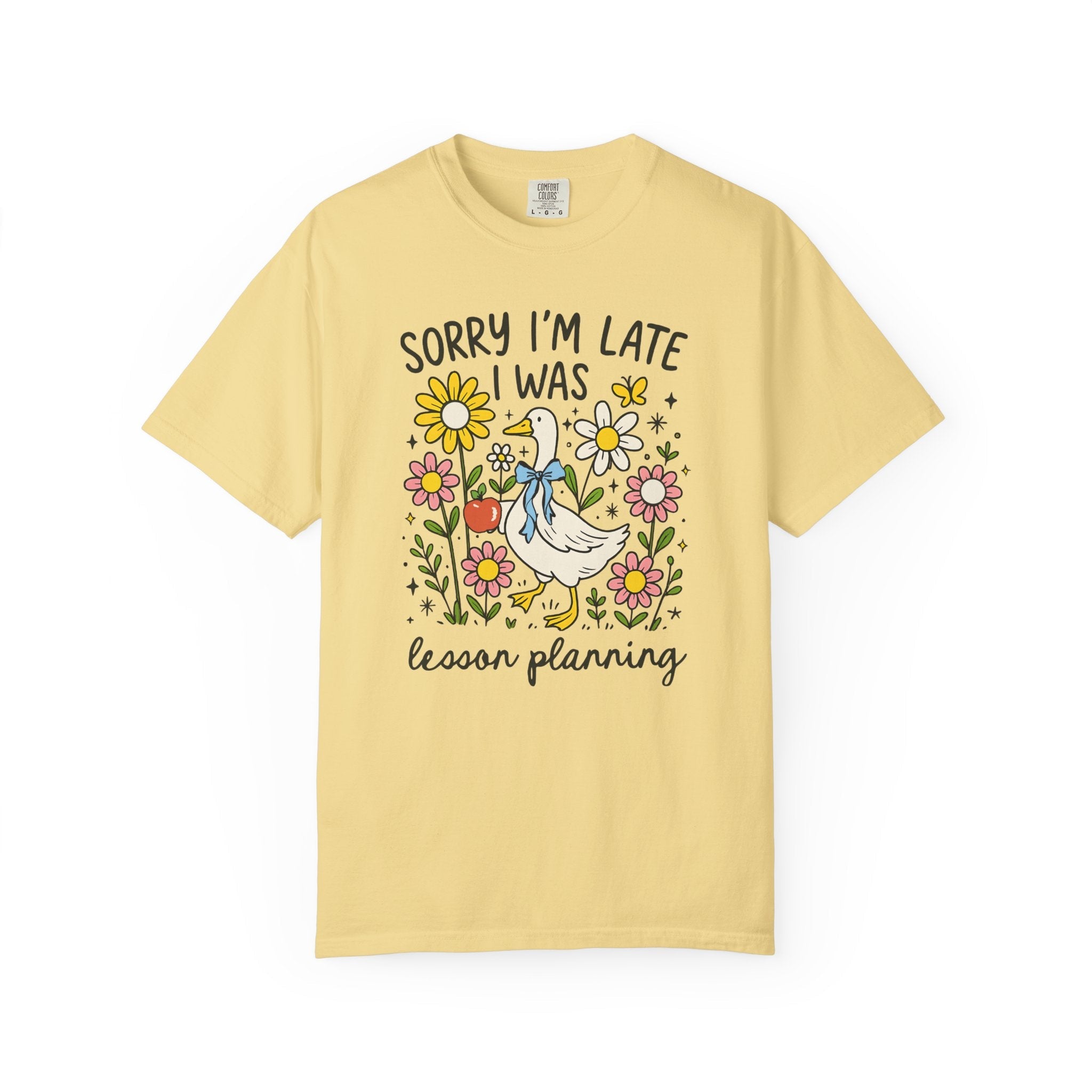 Back to School Matching Teacher Tee Shirt for Elementary Teacher or High School Teacher, Silly Goose with Flowers, Cute Lesson Planning Tee - Opal and June