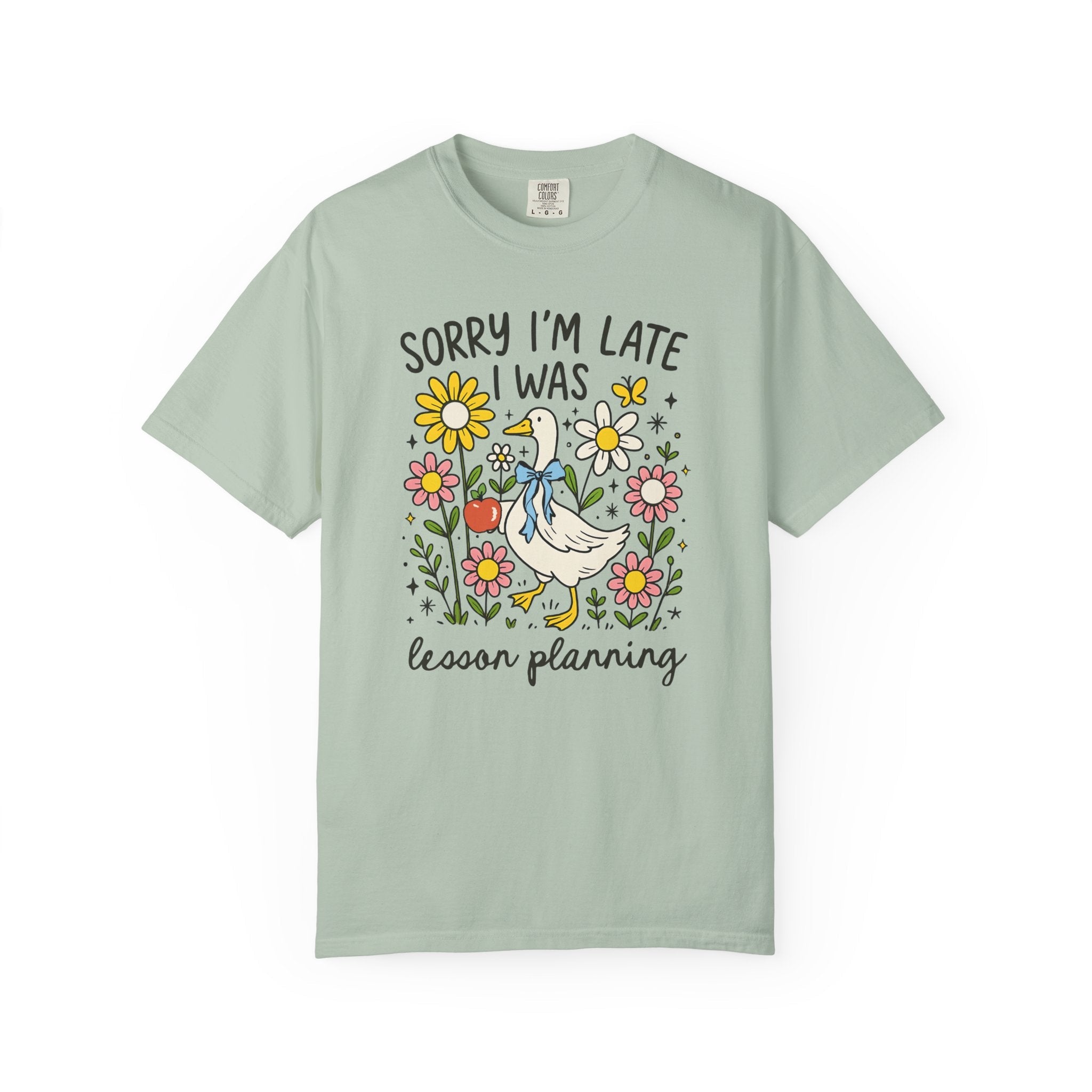 Back to School Matching Teacher Tee Shirt for Elementary Teacher or High School Teacher, Silly Goose with Flowers, Cute Lesson Planning Tee - Opal and June
