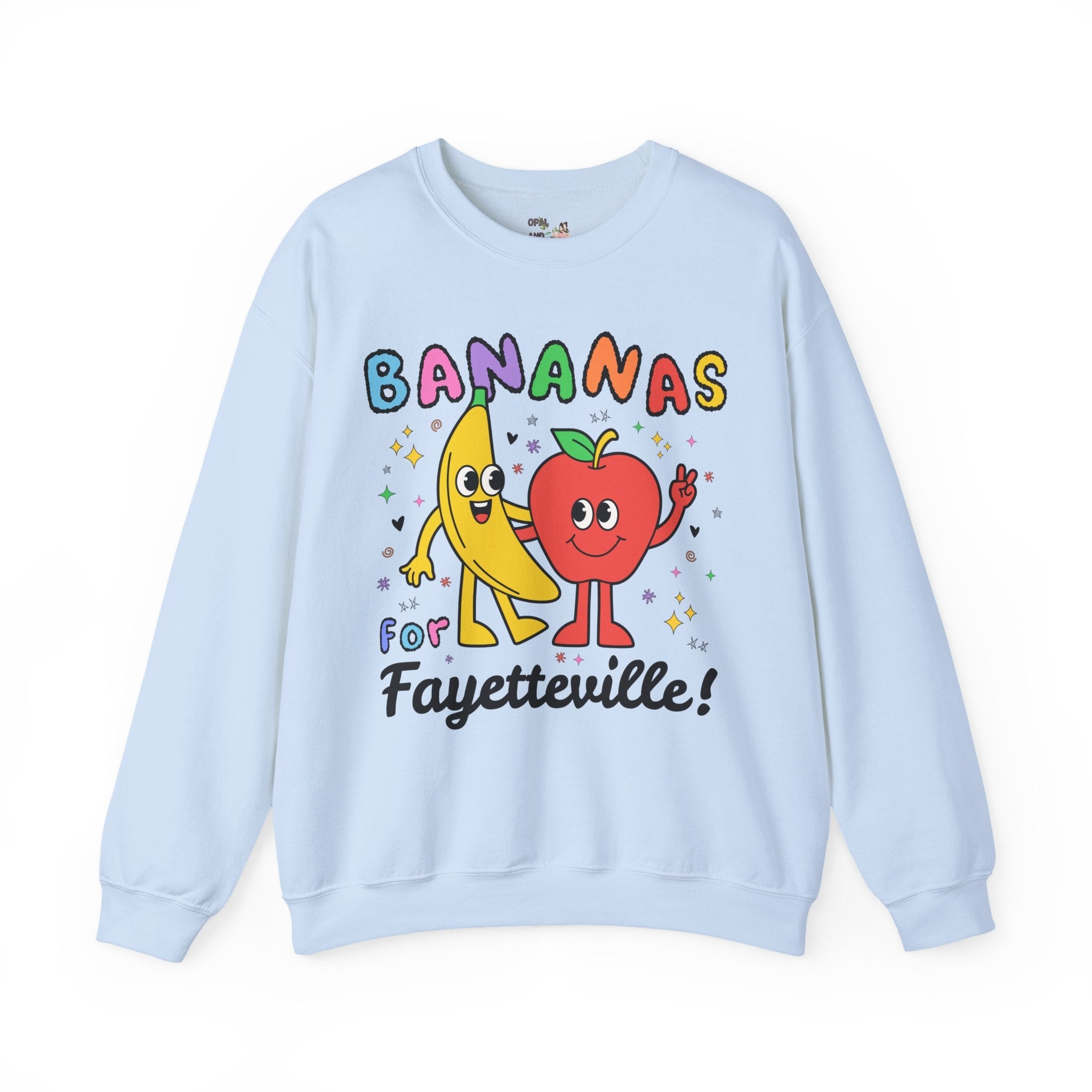 Bananas for Fayetteville Sweatshirt: Funny 90s Aesthetic Crewneck for Friend Living in or Moving to Fayetteville or Northwest Arkansas - Opal and June