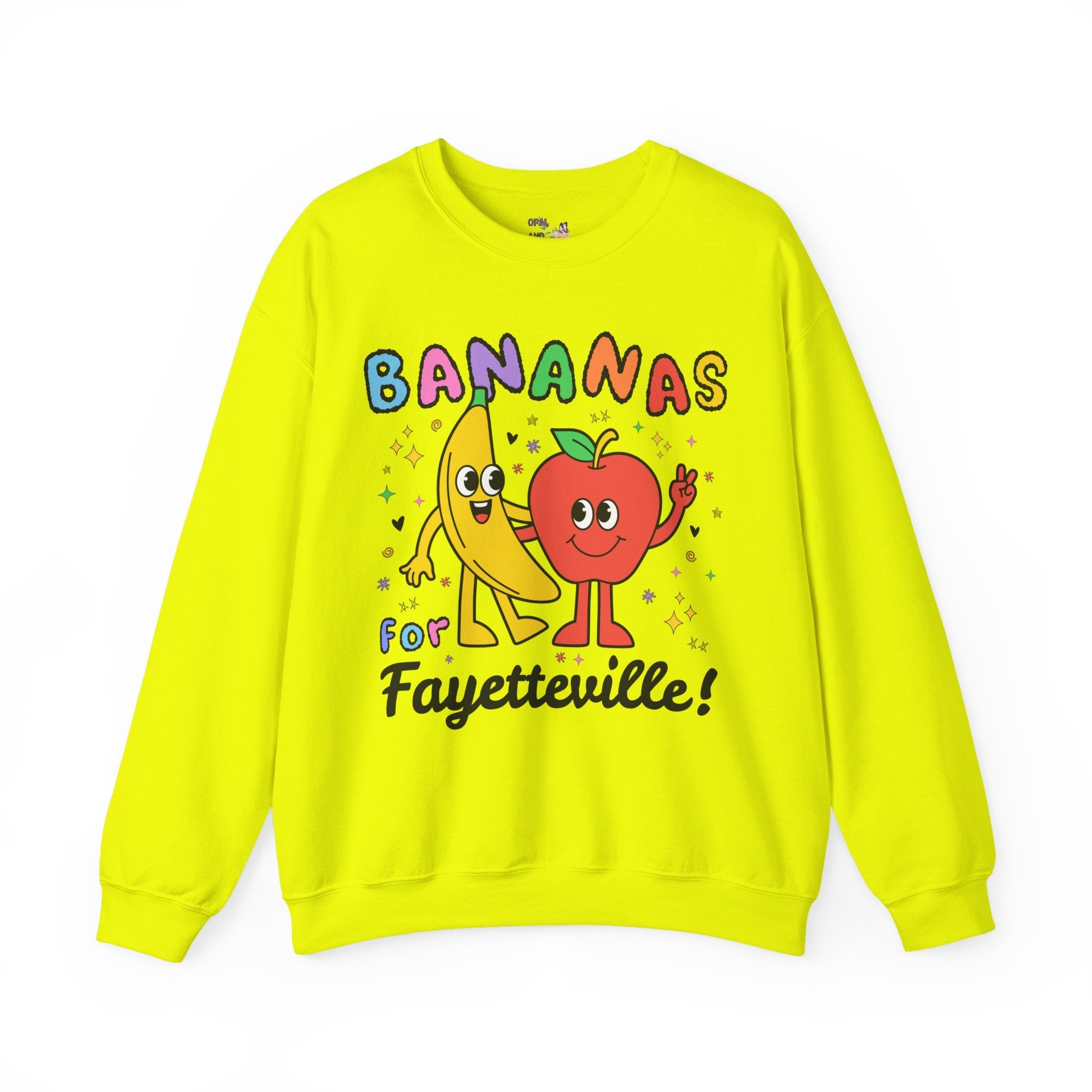 Bananas for Fayetteville Sweatshirt: Funny 90s Aesthetic Crewneck for Friend Living in or Moving to Fayetteville or Northwest Arkansas - Opal and June
