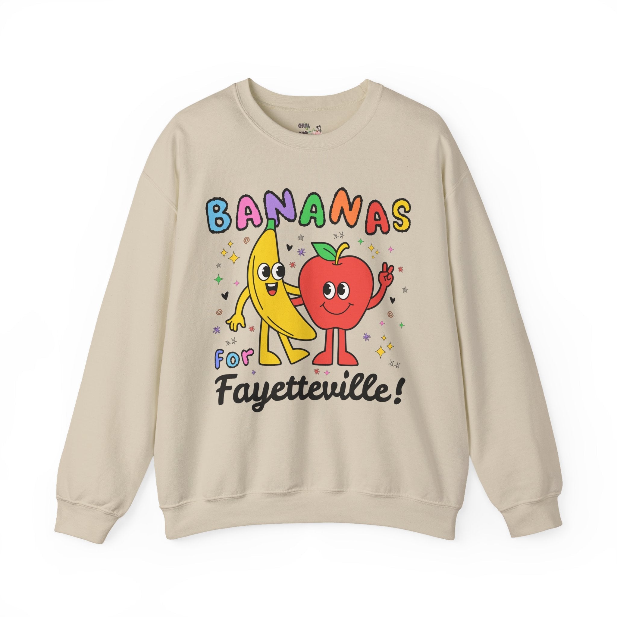 Bananas for Fayetteville Sweatshirt: Funny 90s Aesthetic Crewneck for Friend Living in or Moving to Fayetteville or Northwest Arkansas - Opal and June