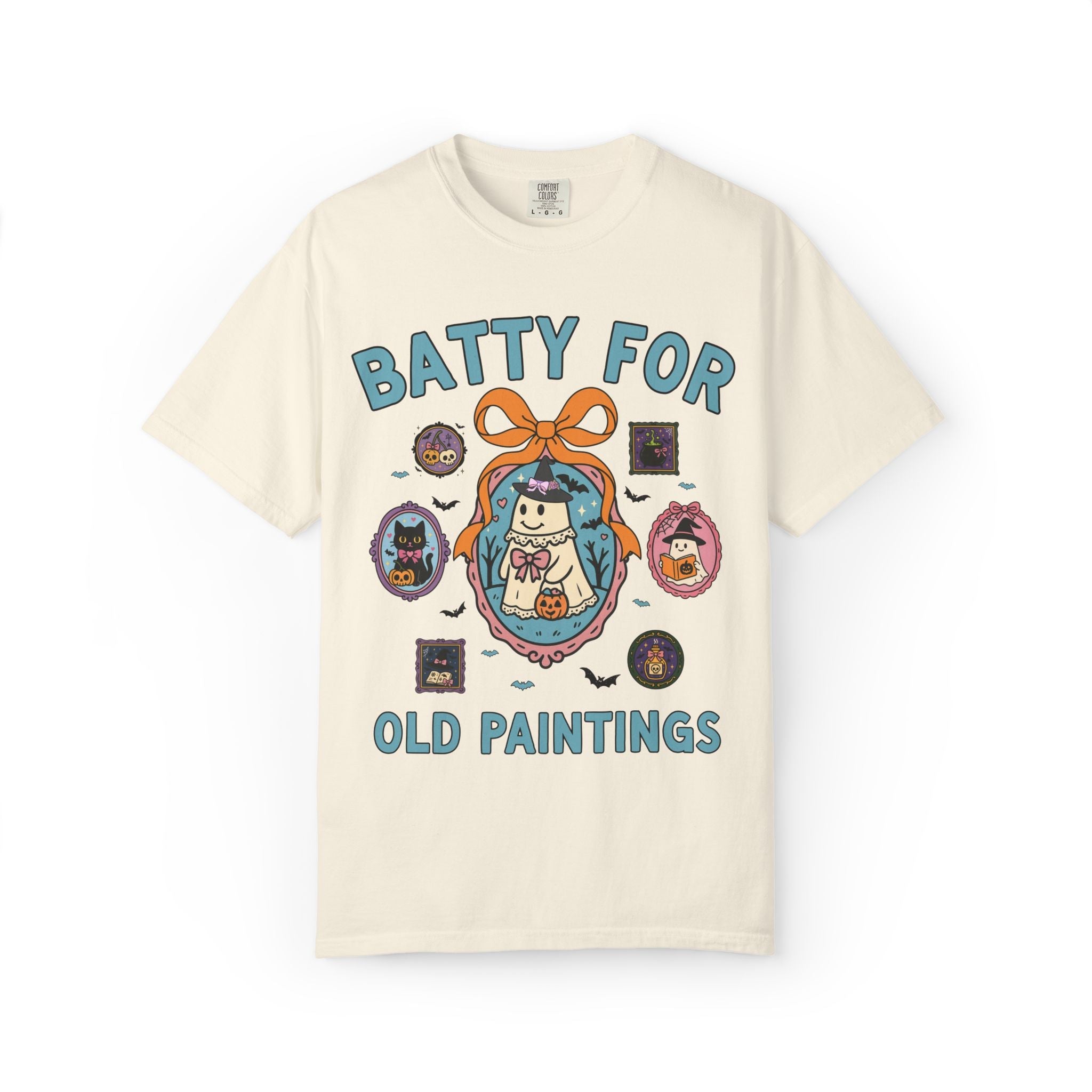 Batty for Arguing Art Historian T-Shirt with Cute Witchy Ghosts, Silly Spooky Season Matching Museum Docent Tee for Fall or Halloween - Opal and June