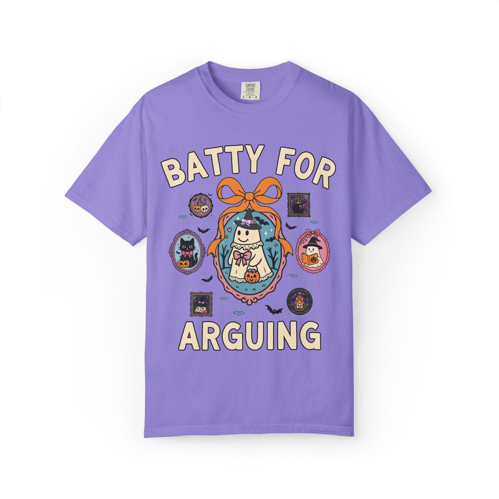 Batty for Arguing Halloween Lawyer T-Shirt with Cute Witchy Ghosts, Silly Spooky Season Matching Law Office T-Shirt for Fall or Halloween - Opal and June