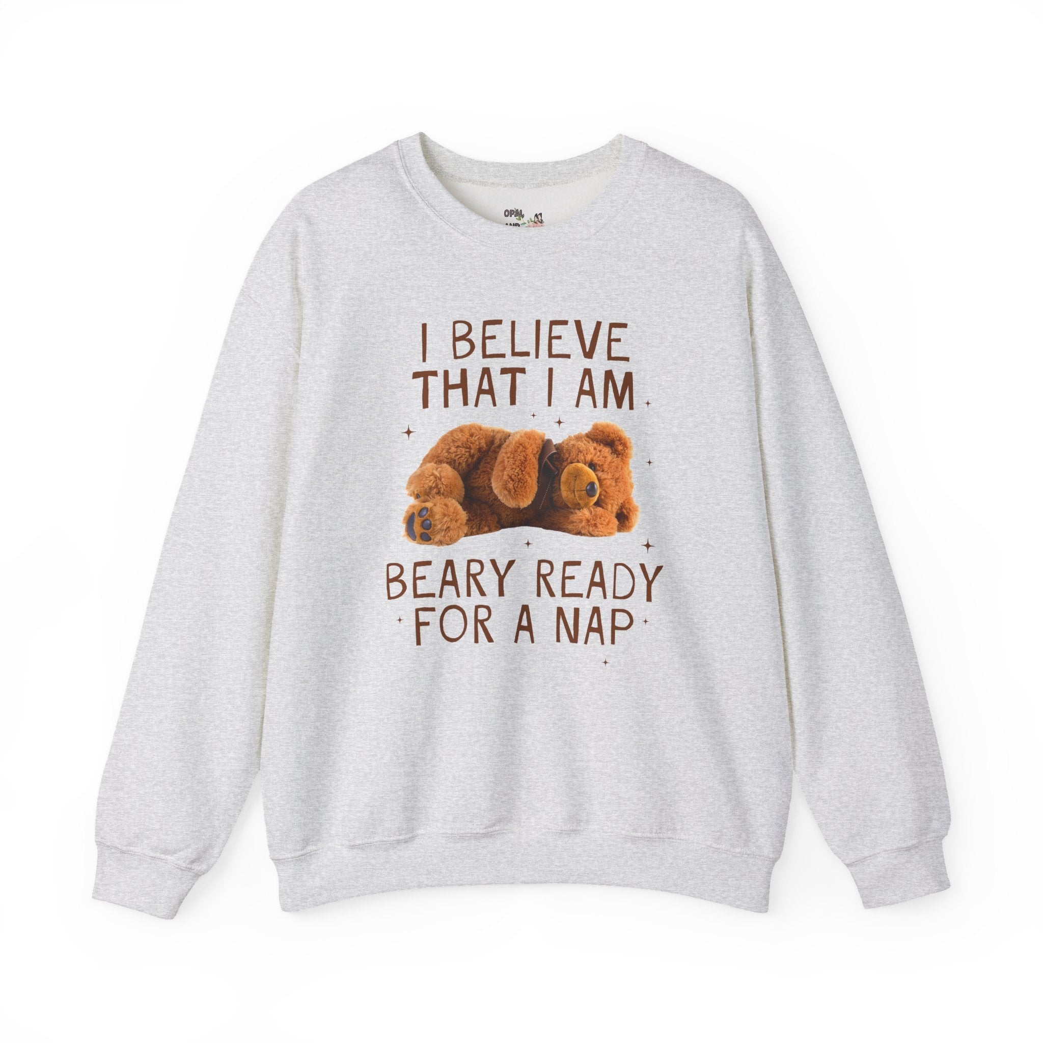 Bear Napping Sweatshirt for Mom Who Loves Naps: I Believe That I am Beary Ready for a Nap, Silly Vintage Aesthetic Bear Crewneck with Funny Saying - Opal and June
