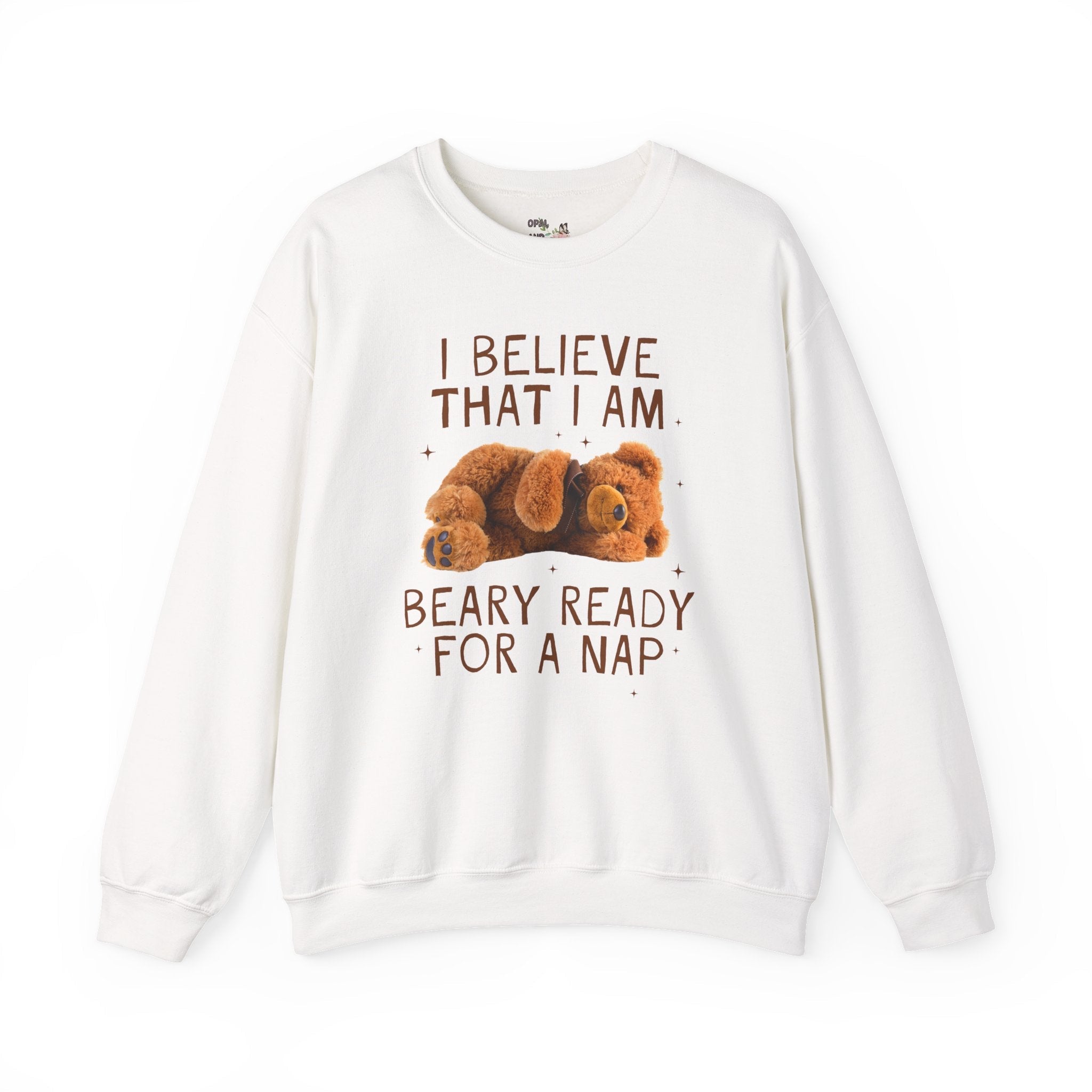 Bear Napping Sweatshirt for Mom Who Loves Naps: I Believe That I am Beary Ready for a Nap, Silly Vintage Aesthetic Bear Crewneck with Funny Saying - Opal and June