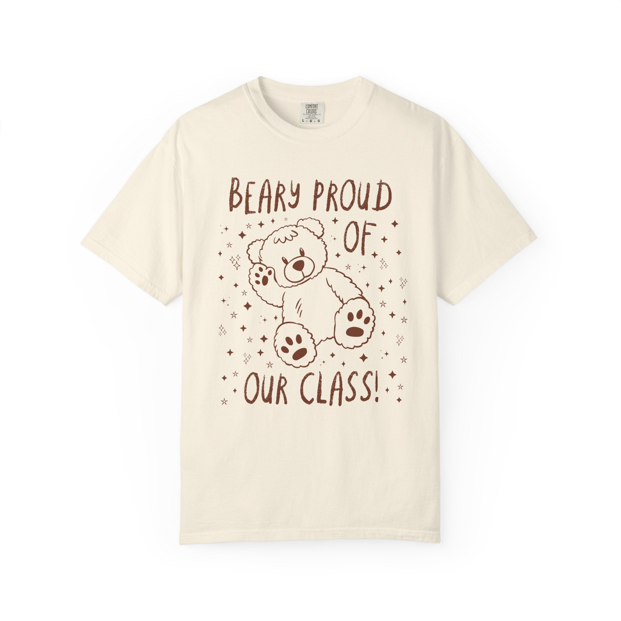 Beary Proud of Our Class: Cute Elementary School Teacher Tee for Animal Lover, Testing Day Shirt with Stars, Vintage Aesthetic Teacher Tee - Opal and June