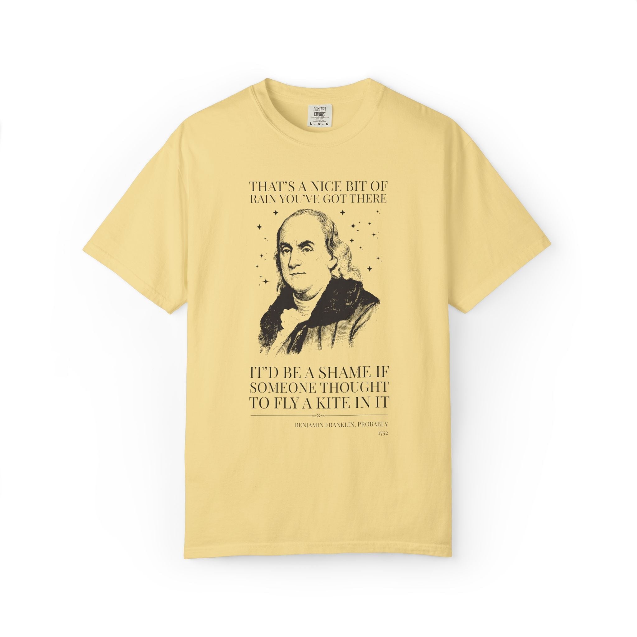 Benjamin Franklin American History Buff Tee Shirt for Scientist or Electrician, Silly History Lover Gift, Early US History, 18th Century - Opal and June