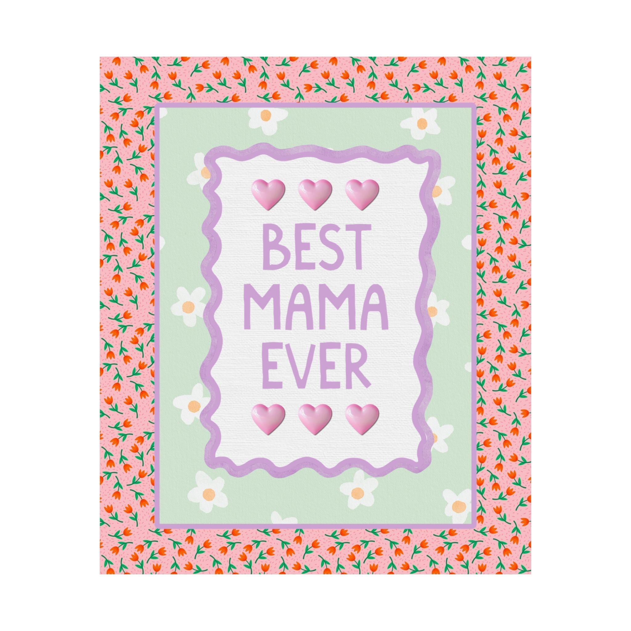 Best Mama Ever Poster Print, Pastel 90s Aesthetic Wall Decor, Present from Daughter or Son for Mother's Day or Mom's Birthday - Opal and June