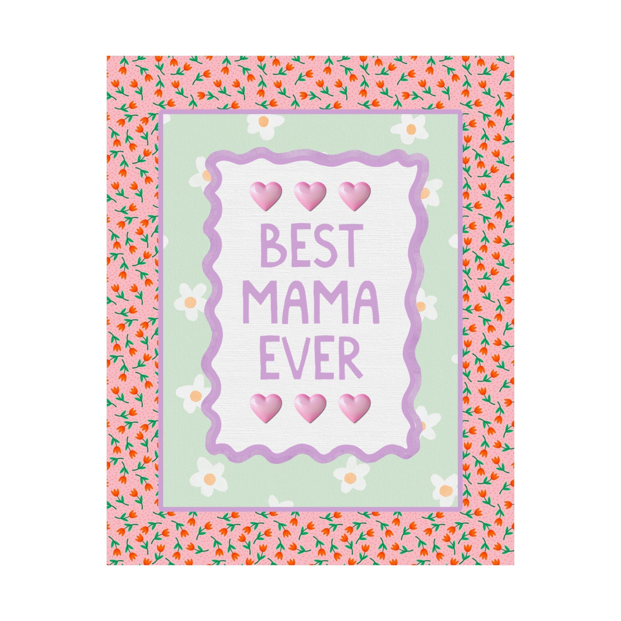 Best Mama Ever Poster Print, Pastel 90s Aesthetic Wall Decor, Present from Daughter or Son for Mother's Day or Mom's Birthday - Opal and June