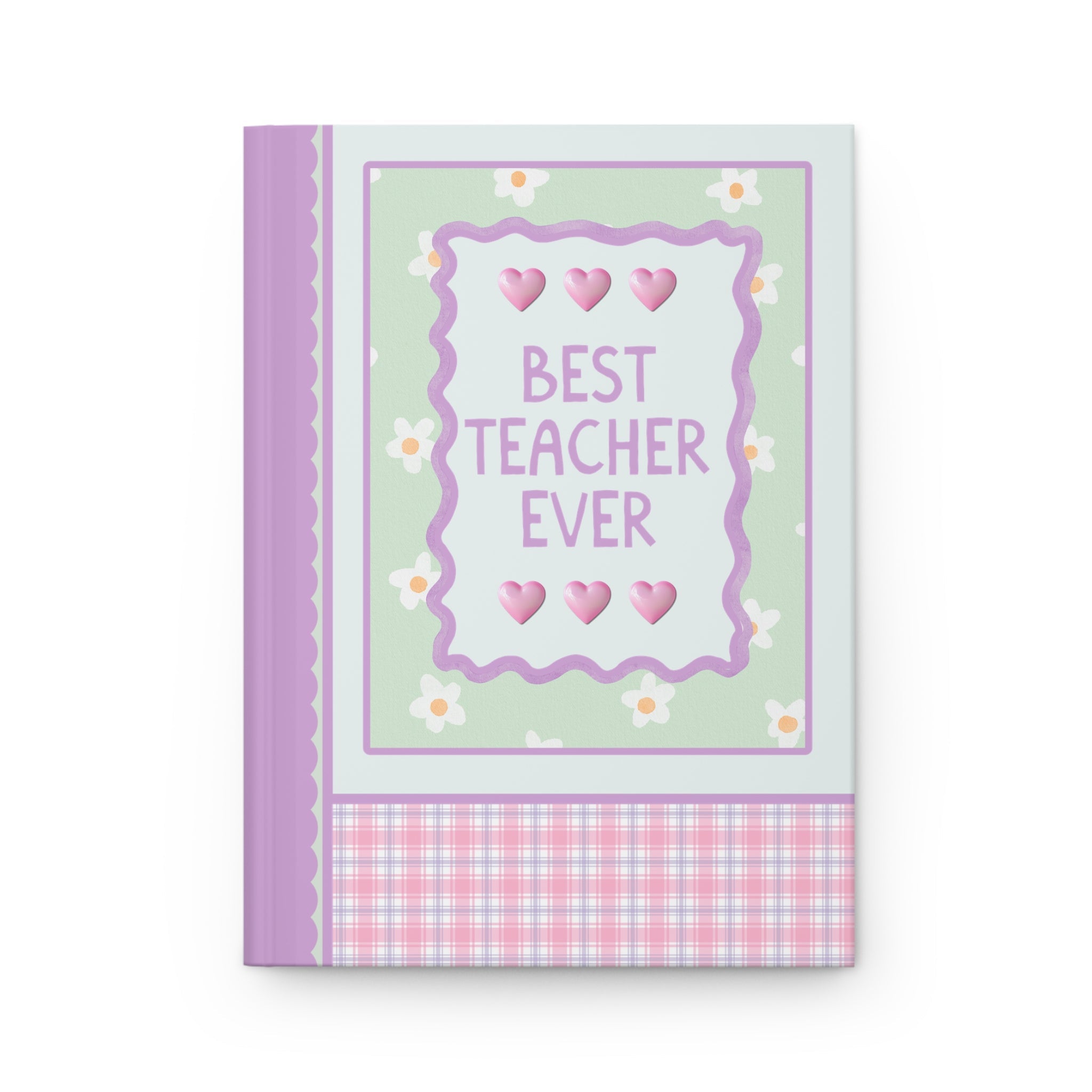 Best Teacher Ever Hardcover Notebook | Pastel 90s Aesthetic Journal with Hearts, Gift from Student or Student's Mom, Notebook for Teacher - Opal and June