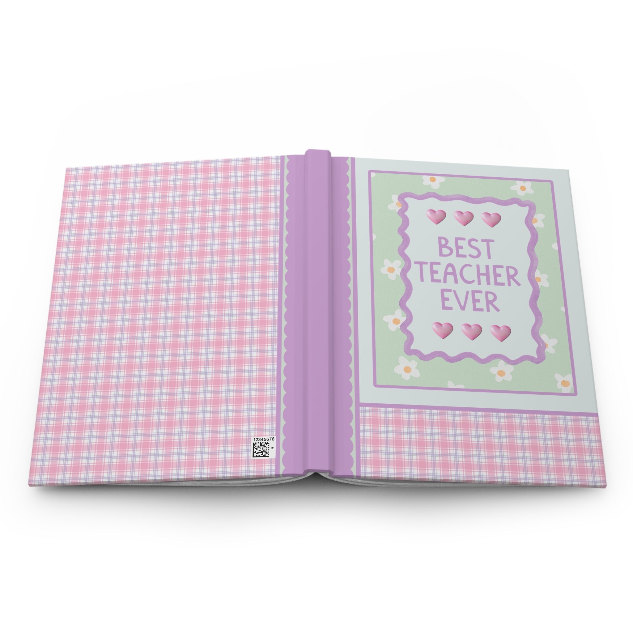 Best Teacher Ever Hardcover Notebook | Pastel 90s Aesthetic Journal with Hearts, Gift from Student or Student's Mom, Notebook for Teacher - Opal and June