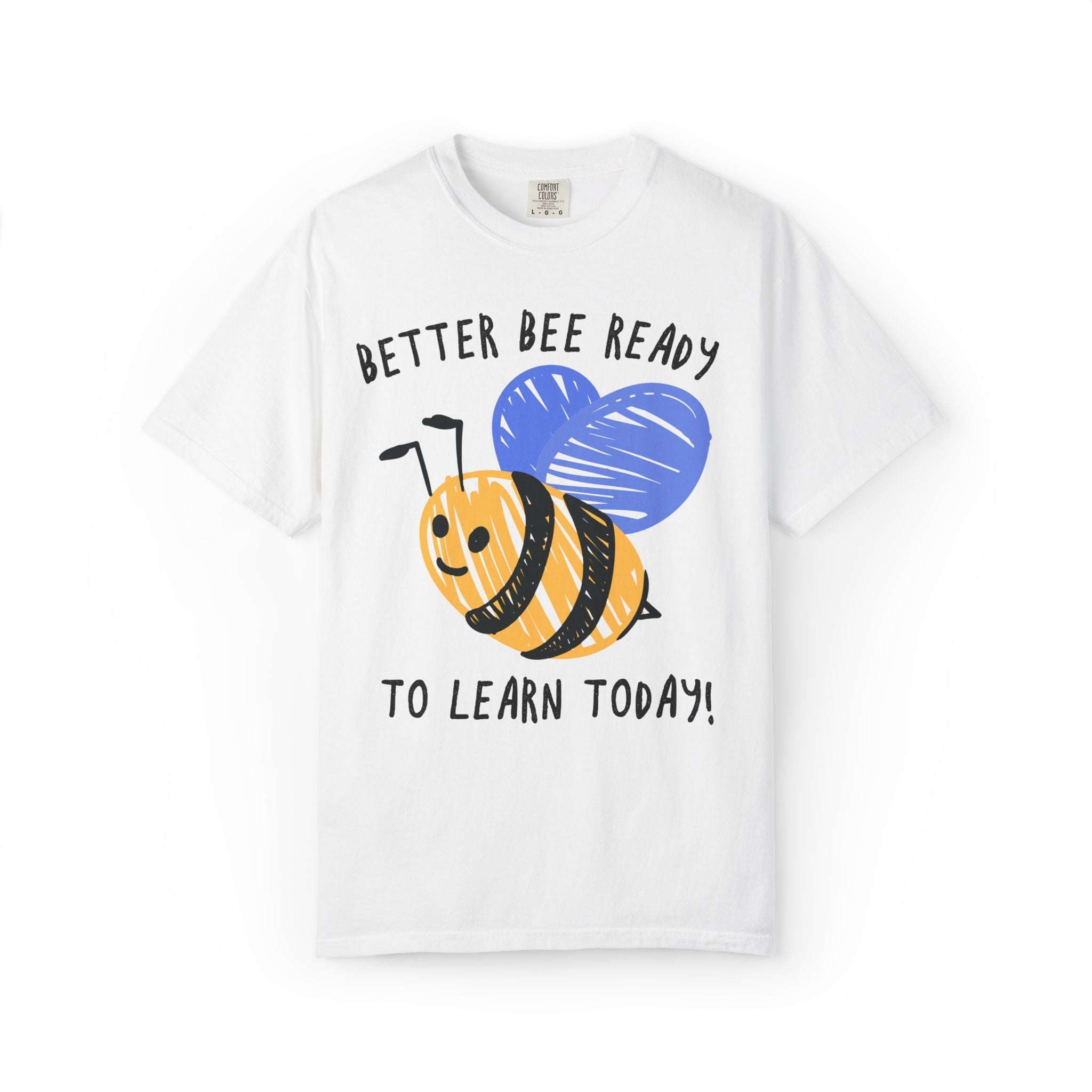 Better Bee Ready to Learn Today: Colorful 90s Aesthetic Matching Teacher T-Shirt with Cute Bee Drawing, Animal or Insect Lover Teacher Tee - Opal and June