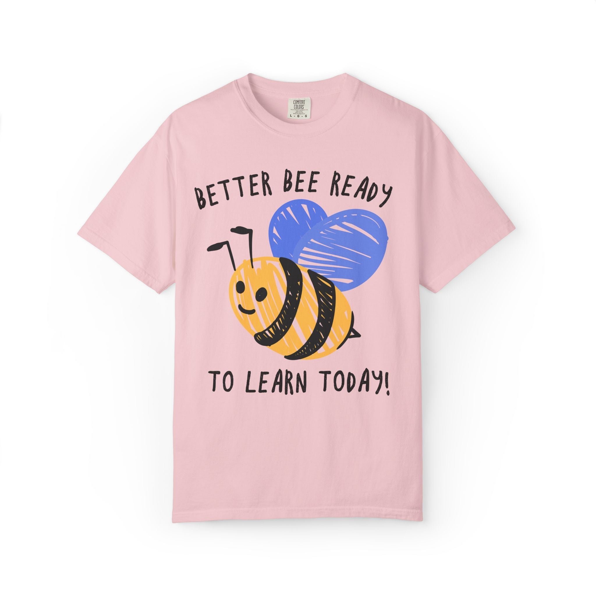 Better Bee Ready to Learn Today: Colorful 90s Aesthetic Matching Teacher T-Shirt with Cute Bee Drawing, Animal or Insect Lover Teacher Tee - Opal and June