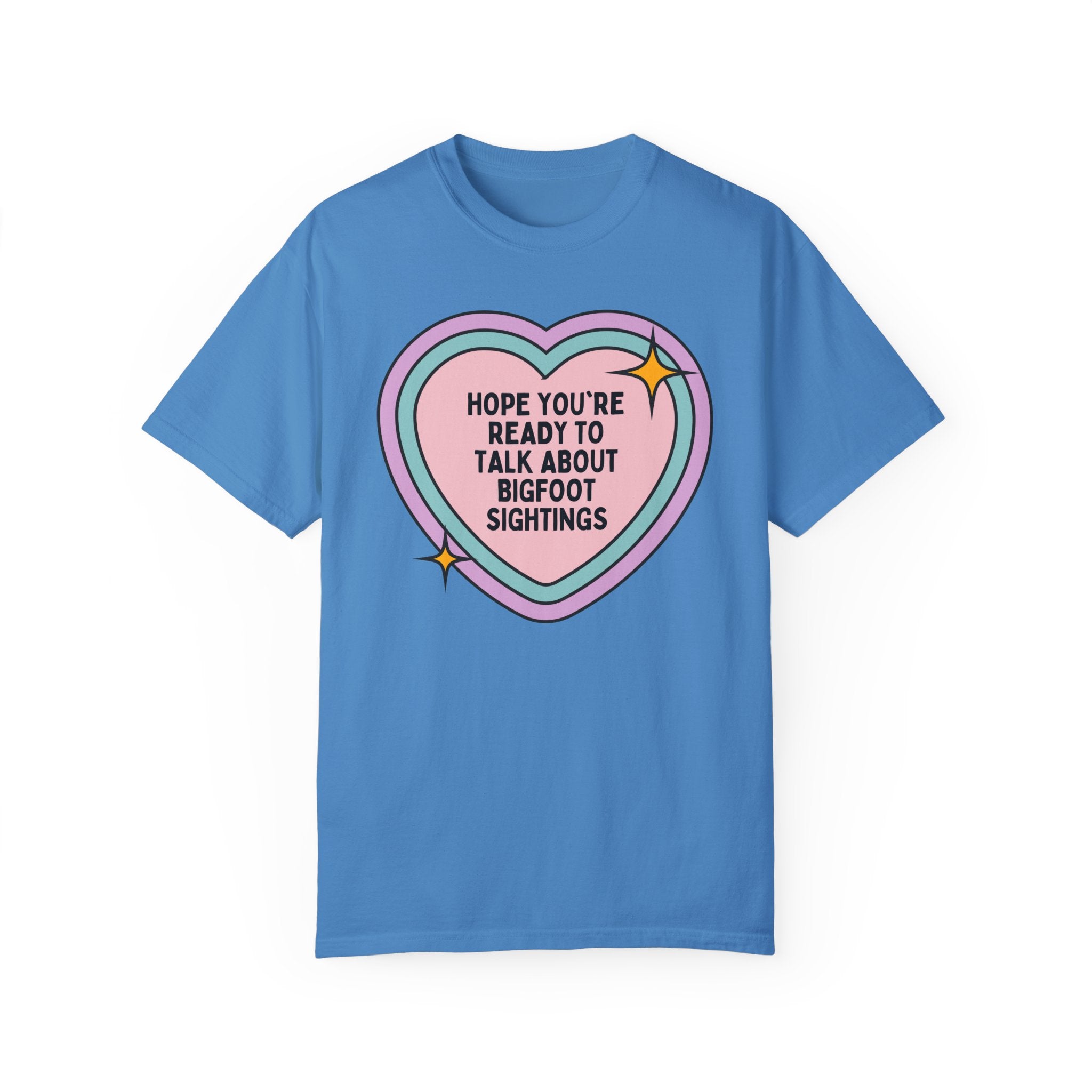 Bigfoot Sightings Tee Shirt for Mom Who Loves Sasquatch, Funny Saying Tee Shirt with Heart, Mythical Creature, Famous American Folklore Gift - Opal and June