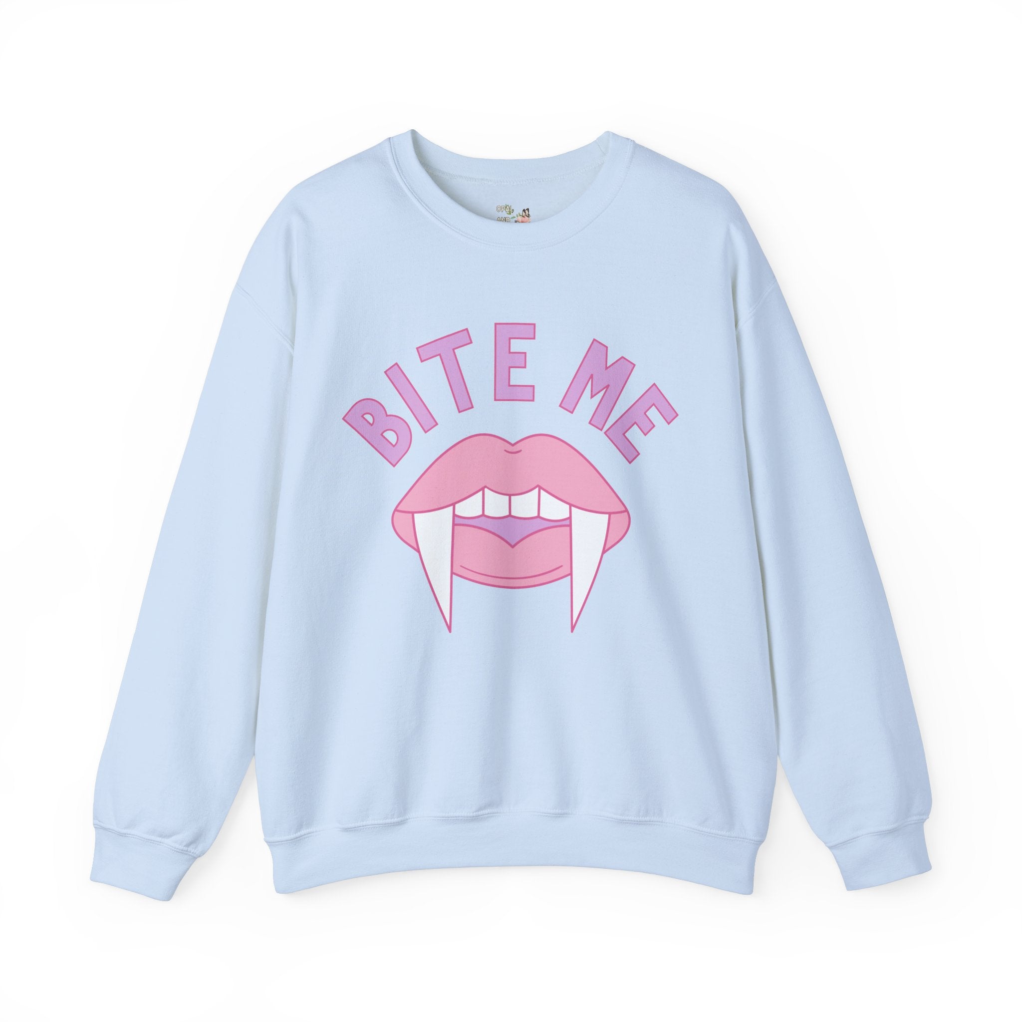 Bite Me Halloween Sweatshirt: Funny Sweatshirt for Halloween, Cute Sweatshirt with Vampire Mouth, Nostalgic 90s Sweatshirt, Fall Shirt - Opal and June