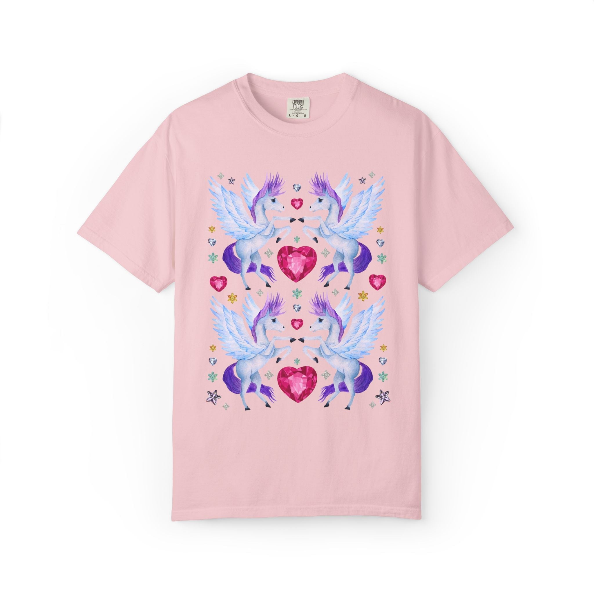 Blue and Purple Pegasus Tee with Hearts - Opal and June