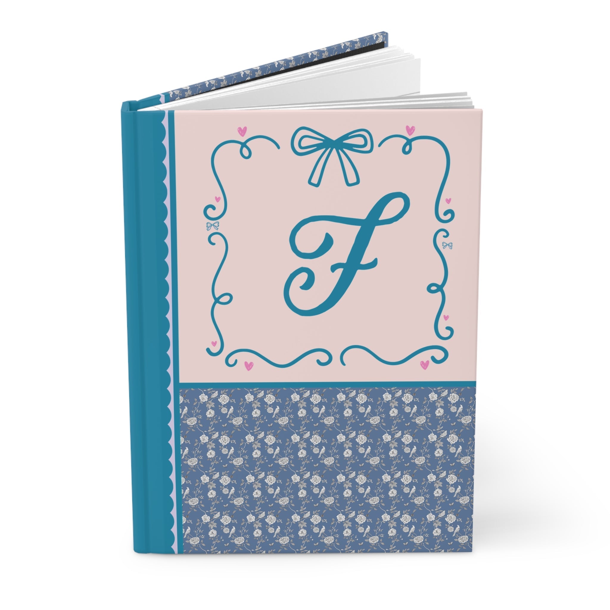 Blue Floral Initial Journal: F - Opal and June
