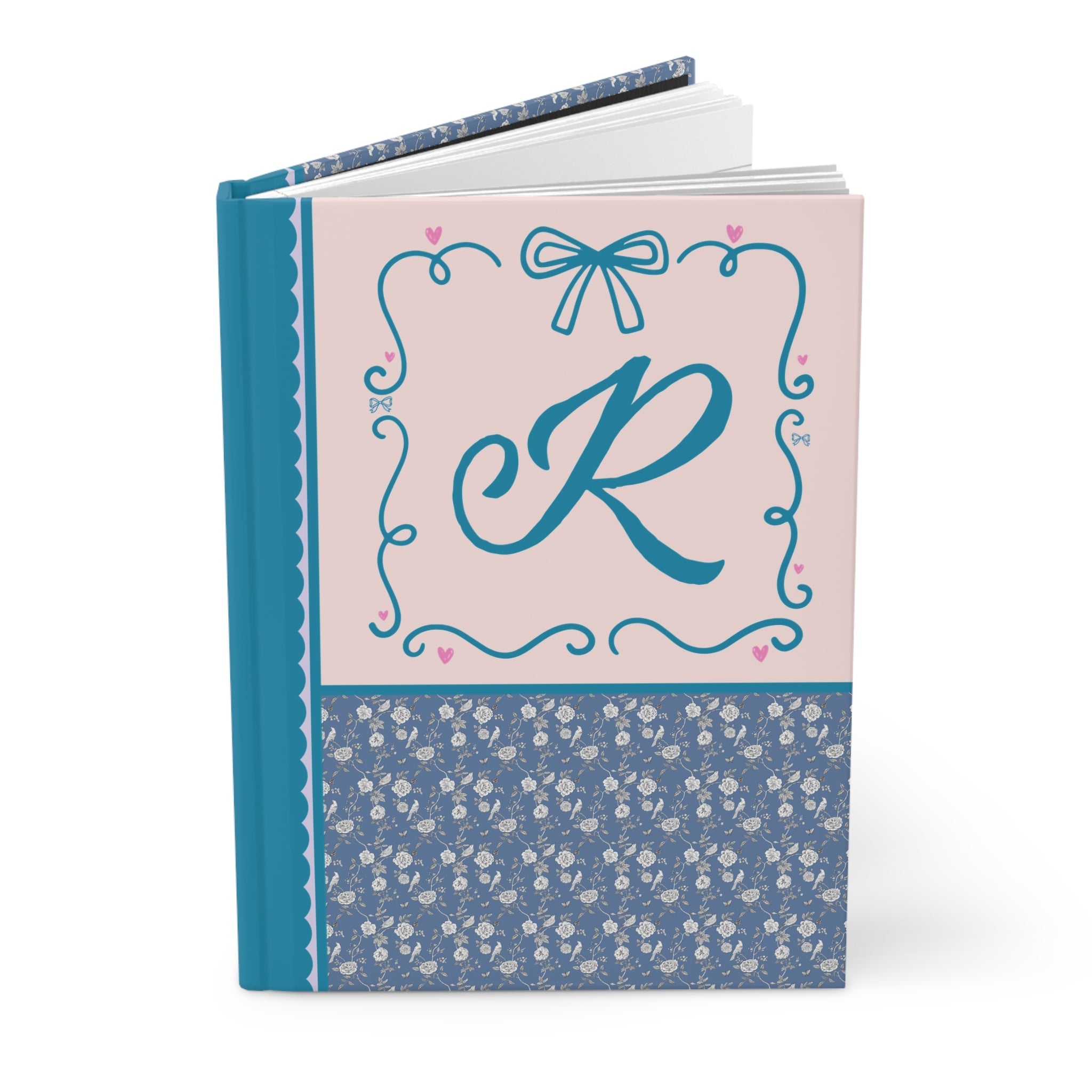 Blue Floral Initial Journal: R - Opal and June