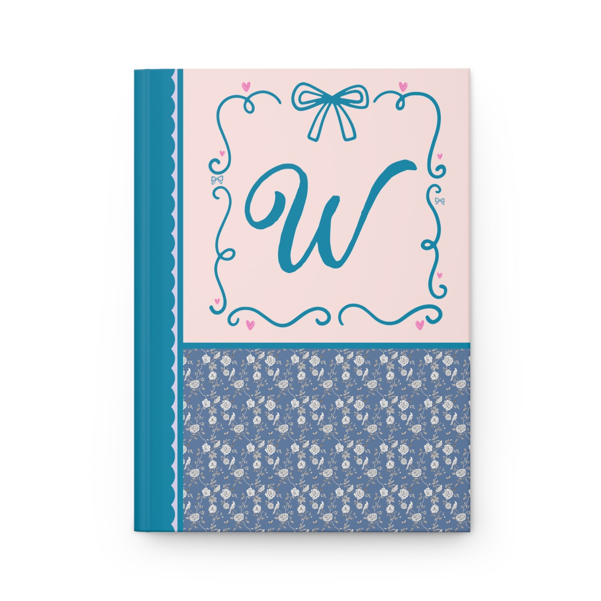 Blue Floral Initial Journal: W - Opal and June