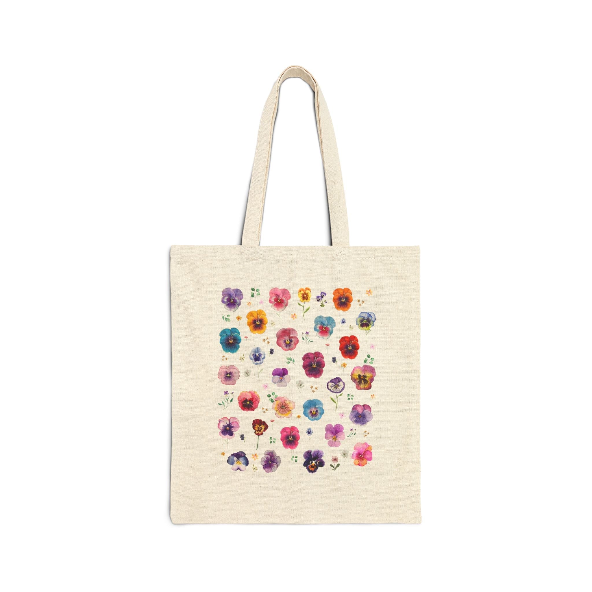 Boho Pressed Flower Tote Bag: Cute Cottagecore Whimsigoth Pansy Tote, Colorful Maximalist Gift for Sister, Fairycore Wildflower Aesthetic - Opal and June