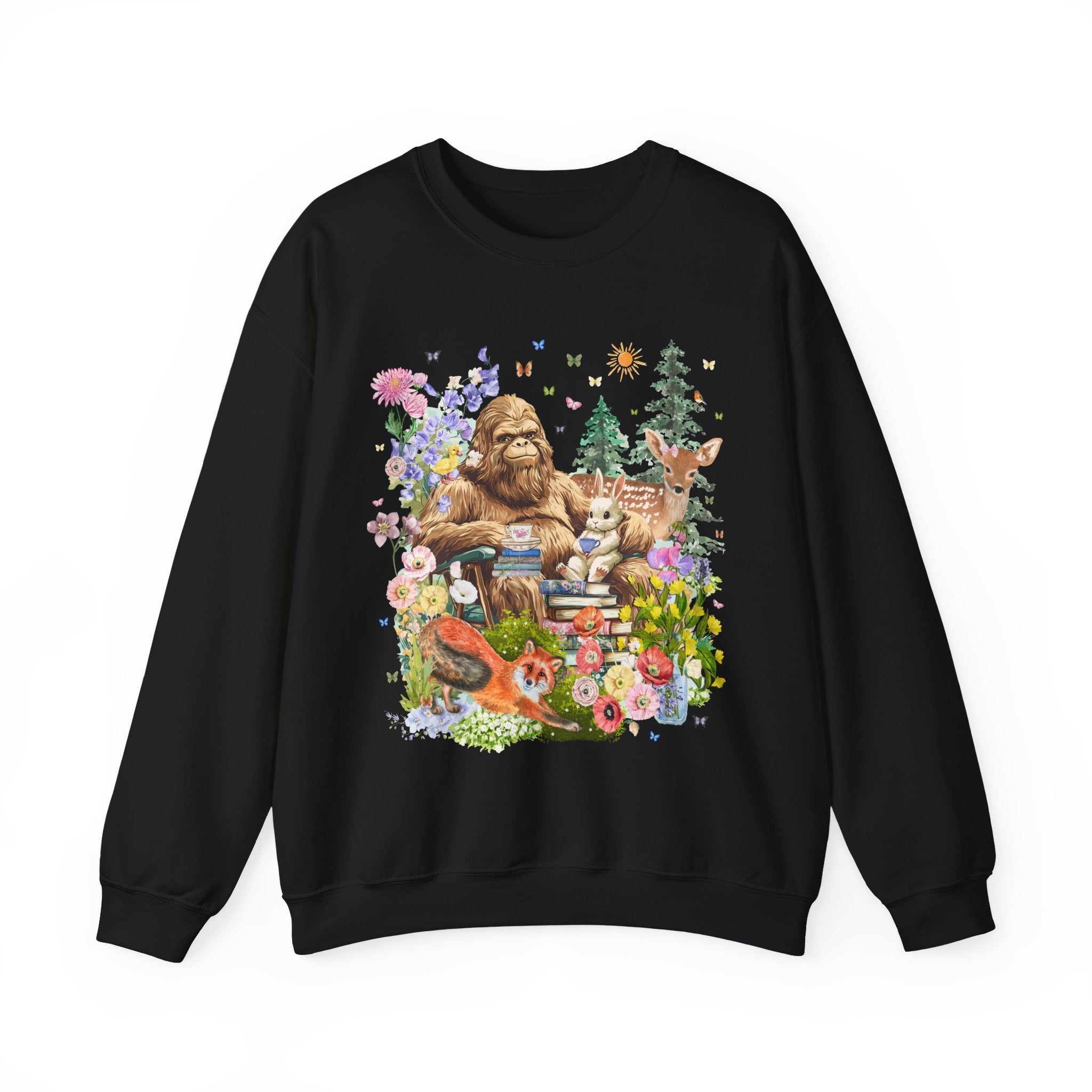 Boho Sasquatch Sweatshirt with Spring Animals - Opal and June